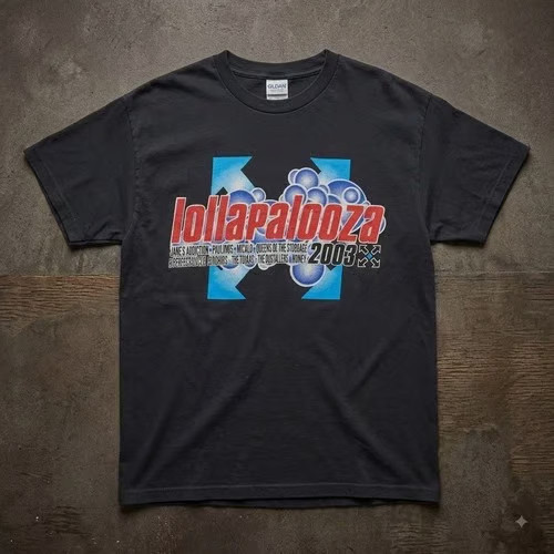 Vintage Lollapalooza 2003 Concert T-Shirt Cut Tag Mens V6
