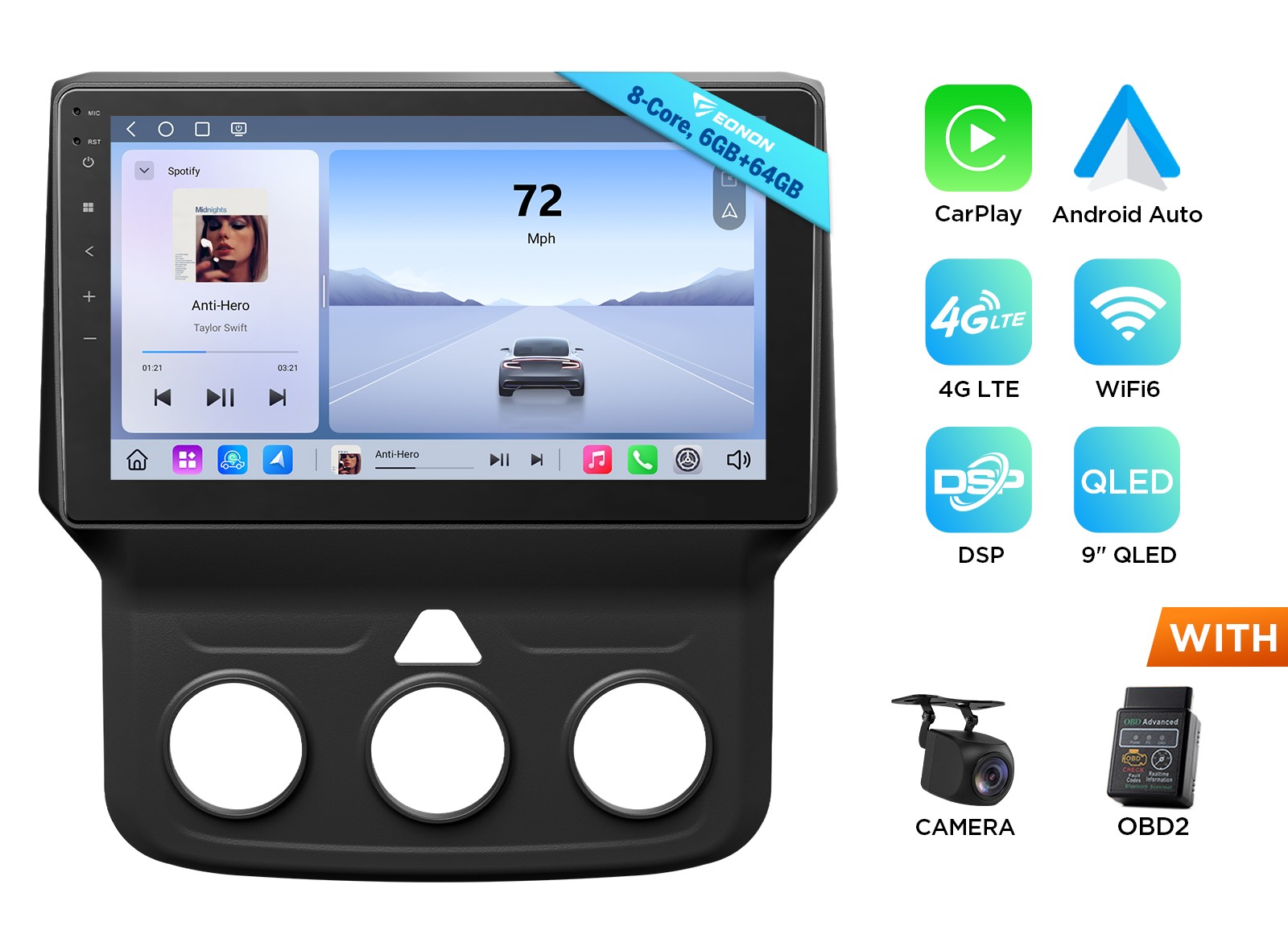 Eonon 6+64G Android 13 Radio DGRMX6S2 for RAM 1500 2013-2018 Split Screen DSP BT