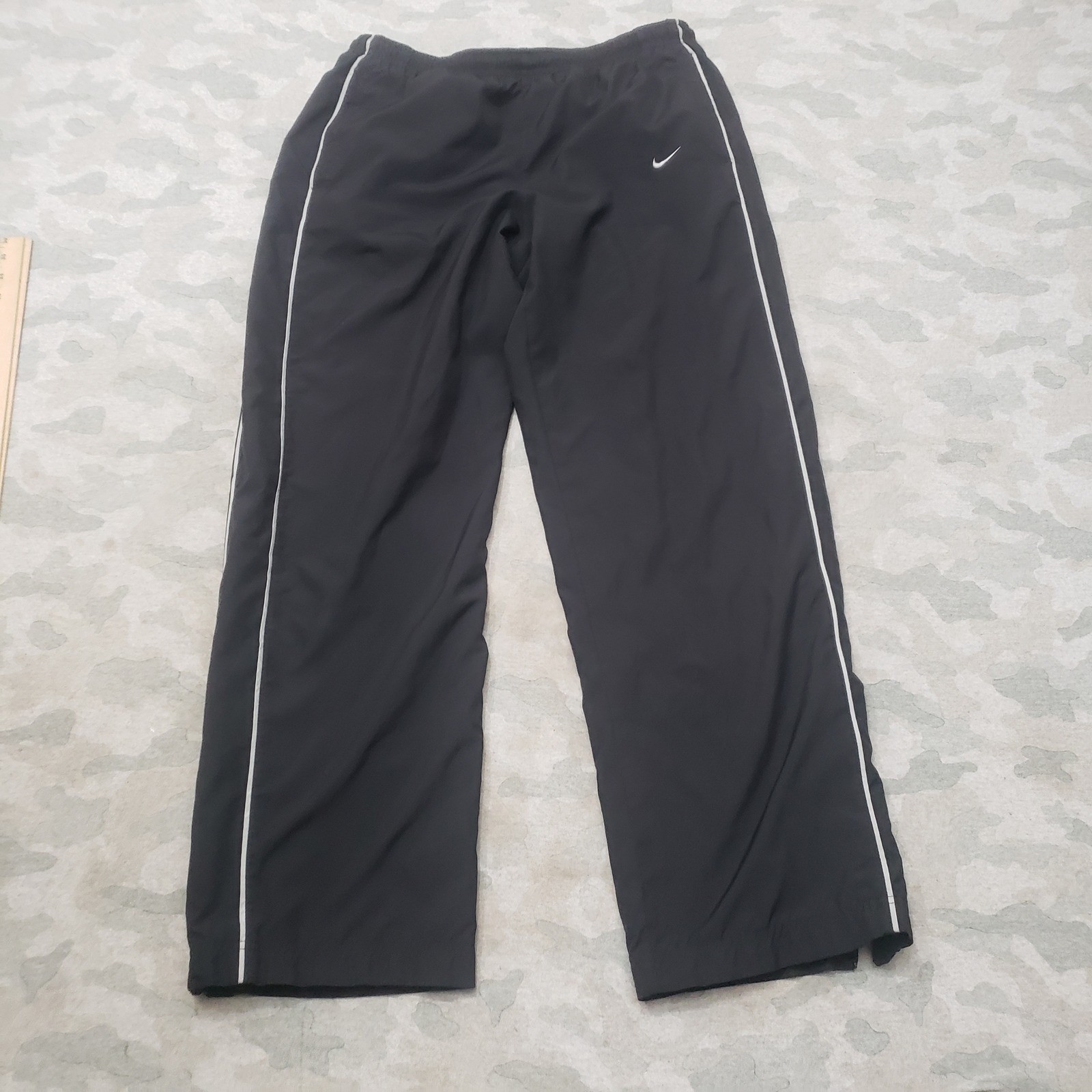 Vintage Nike Track Pants Mens Medium Black Lined Silver Tage Y2k Drawstring