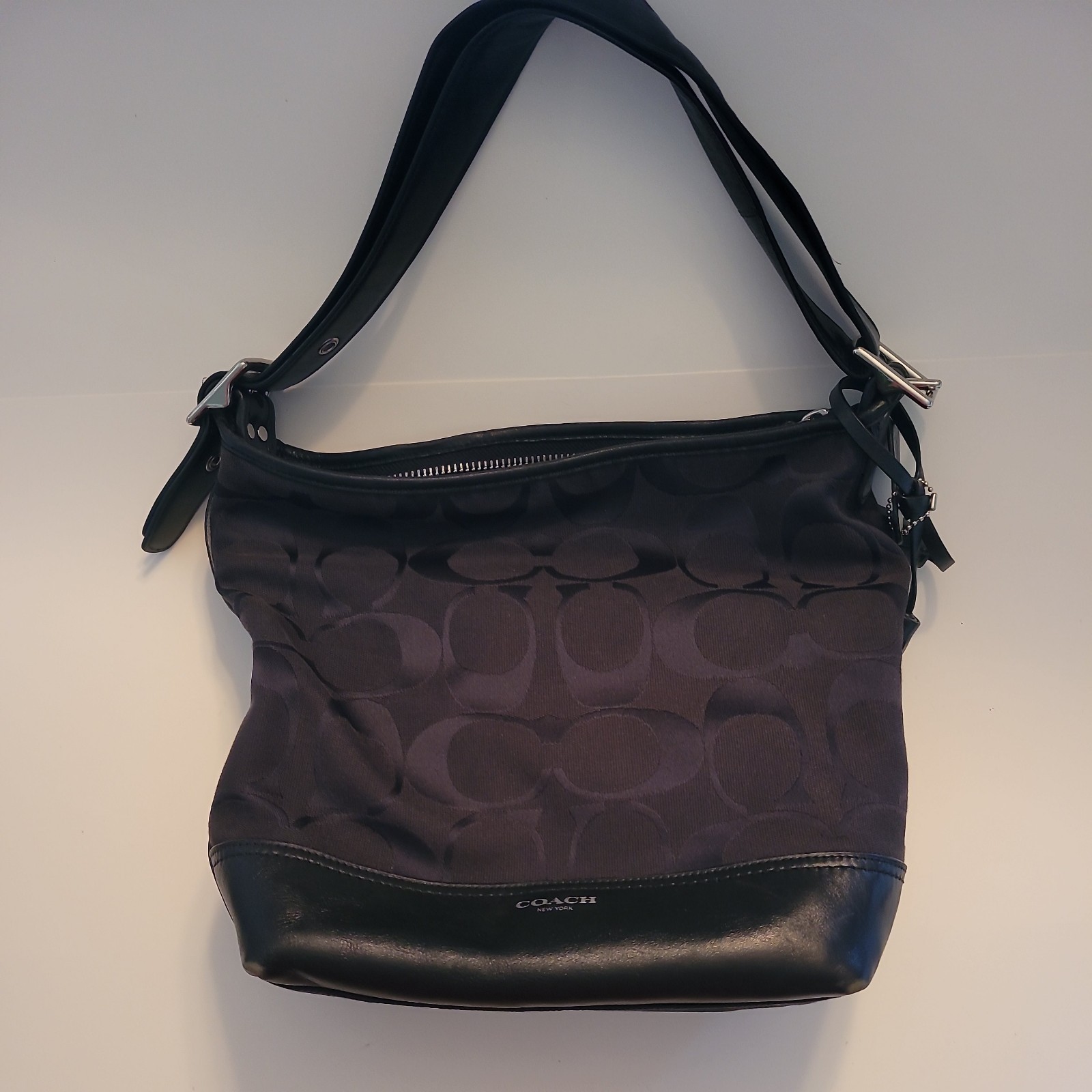 Coach Signature Legacy Leather Canvas 21149 Classic Preppy Black Bag Purse