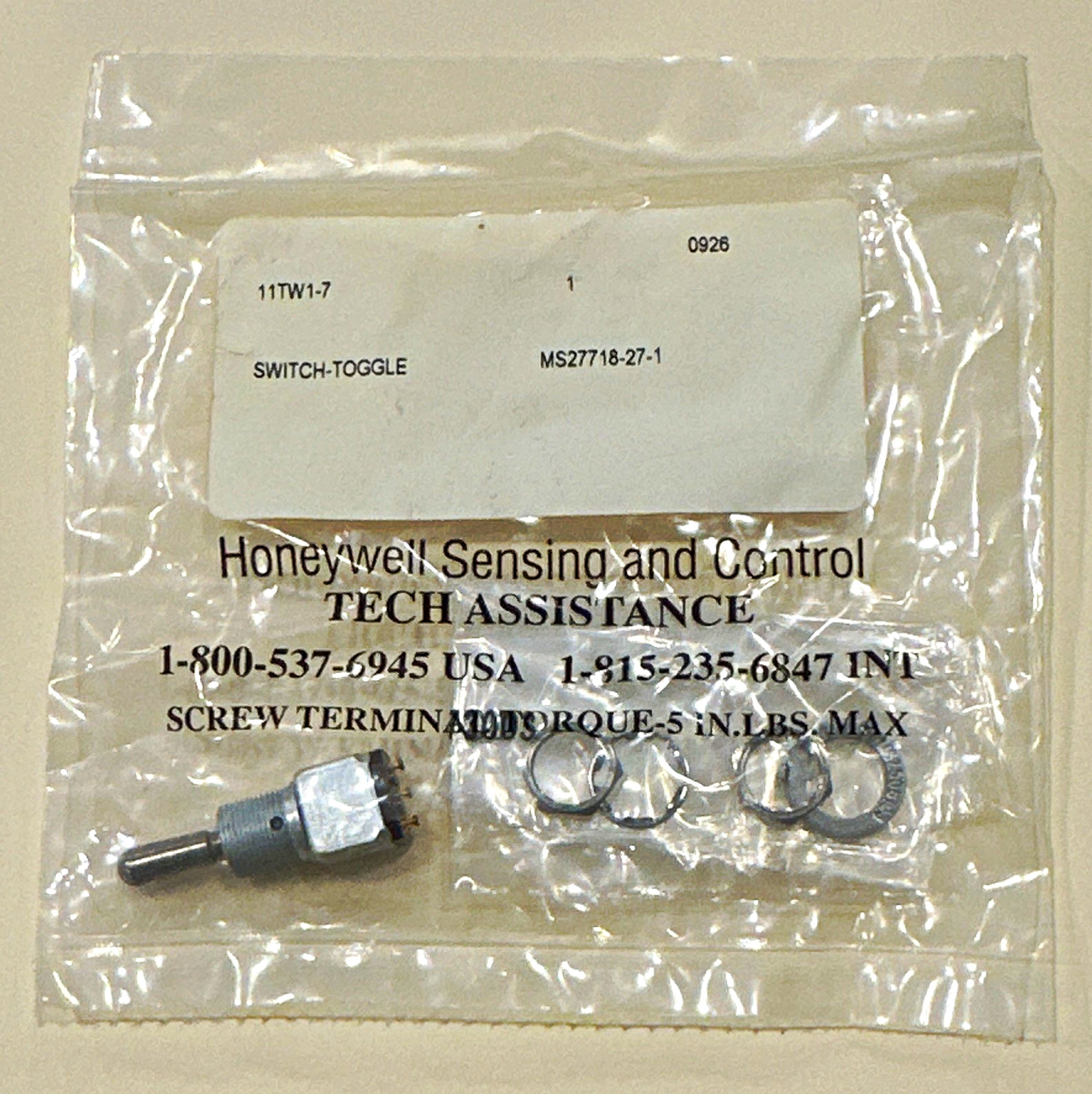 Honeywell 11TW1-7 MS27718-27-1 Toggle Switch SPDT Mom-Off-Mom NOS