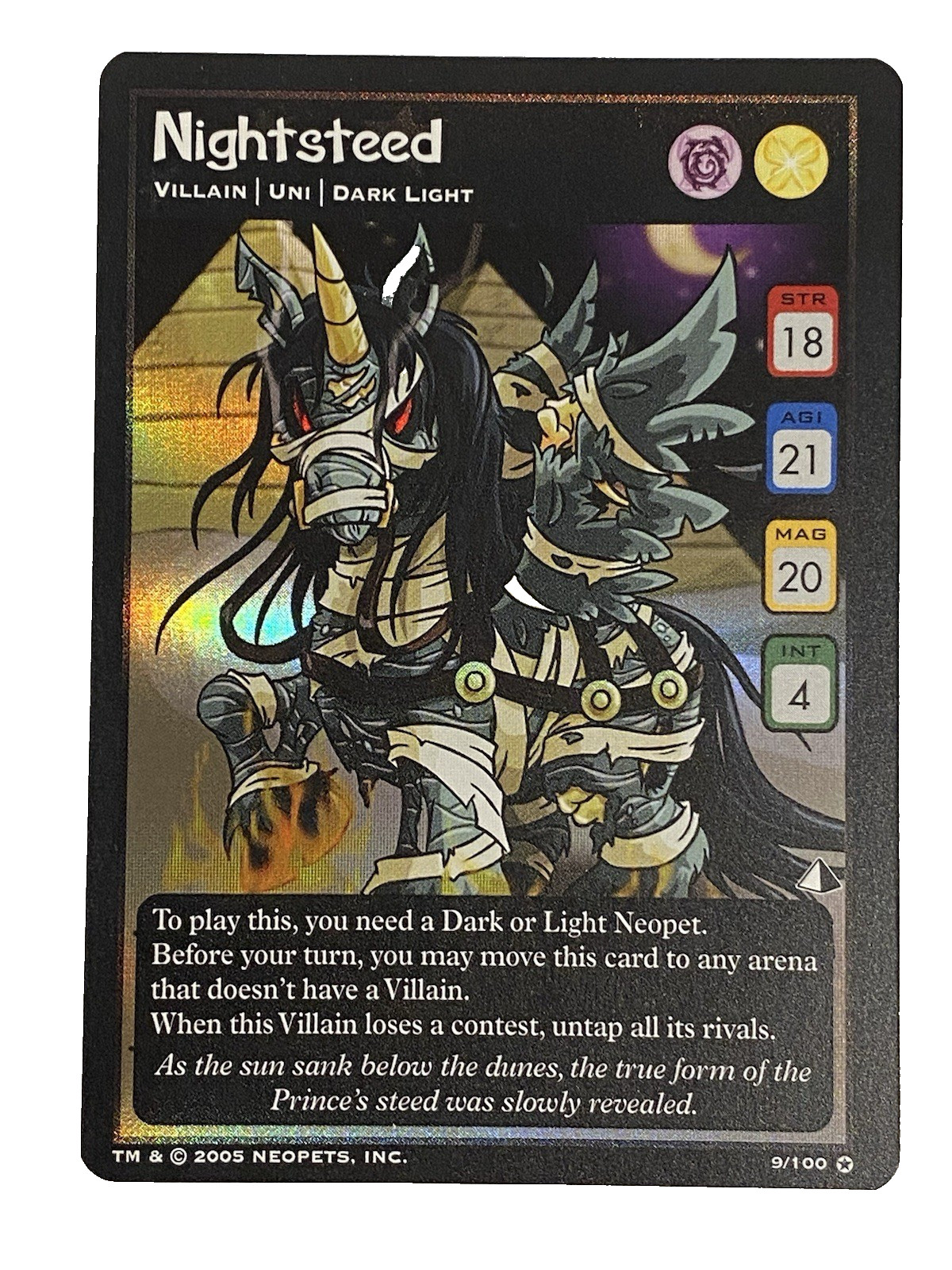 Neopets TCG Nightsteed 9/100 Lost Desert Ultra Rare 2005 Holo / Foil NM - MINTY