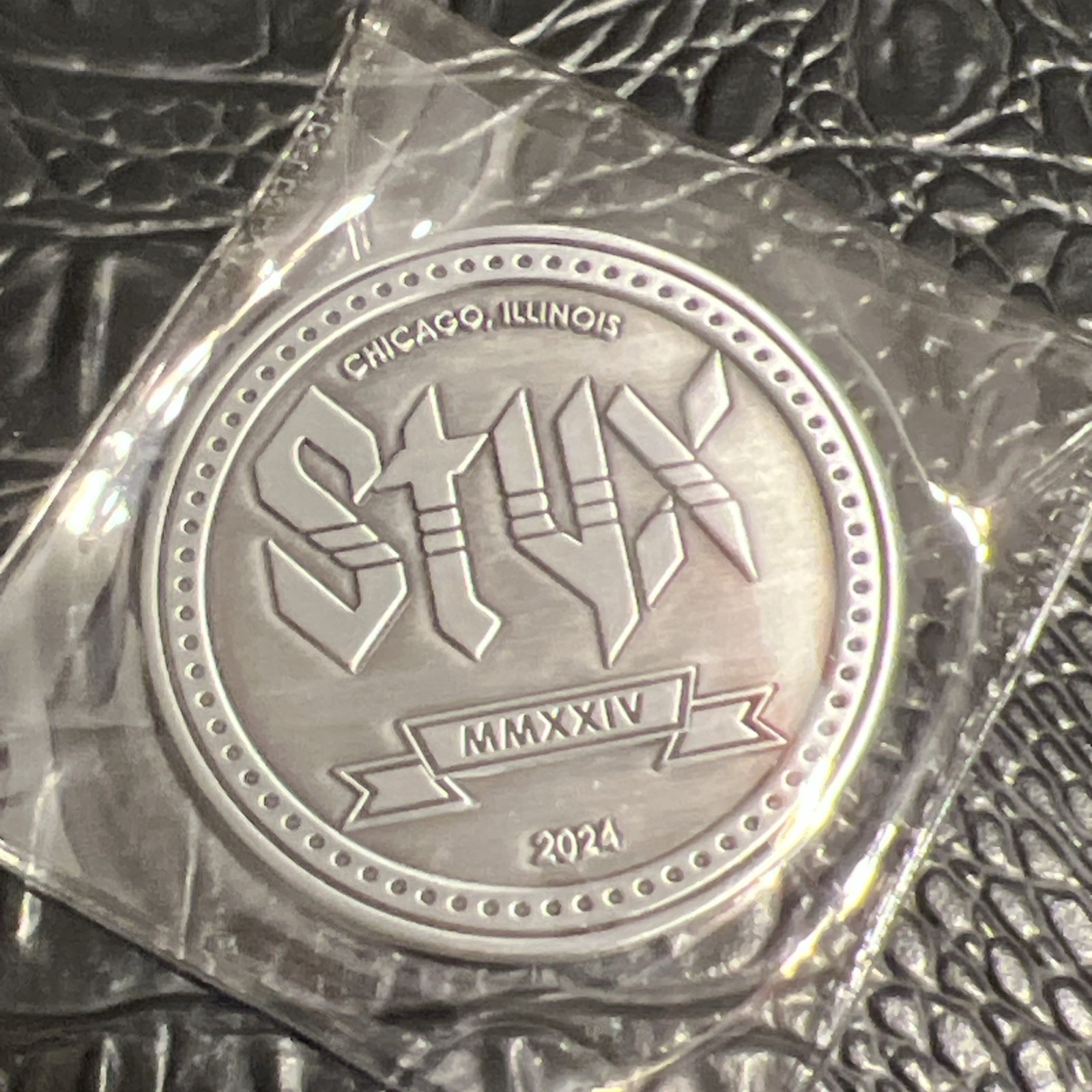 Styx 2024 World Tour VIP Challenge Coin Chicago, IL MMXXIV Est 1972 Styx 2024 World Tour VIP Challenge Coin Chicago, IL MMXXIV Est 1972