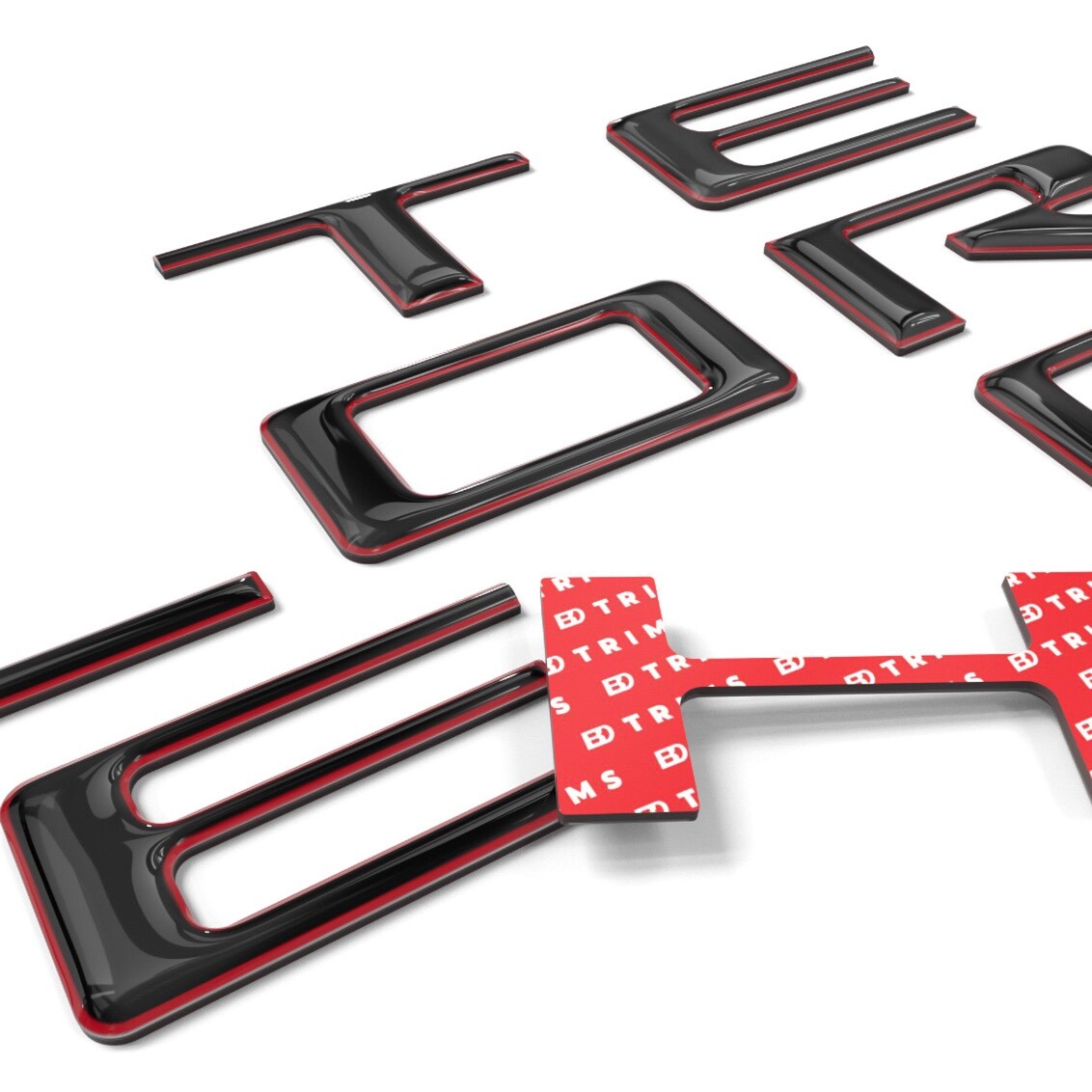 Black w/ Red 3D Domed Tailgate Letters compatible with Silverado 2019-2025