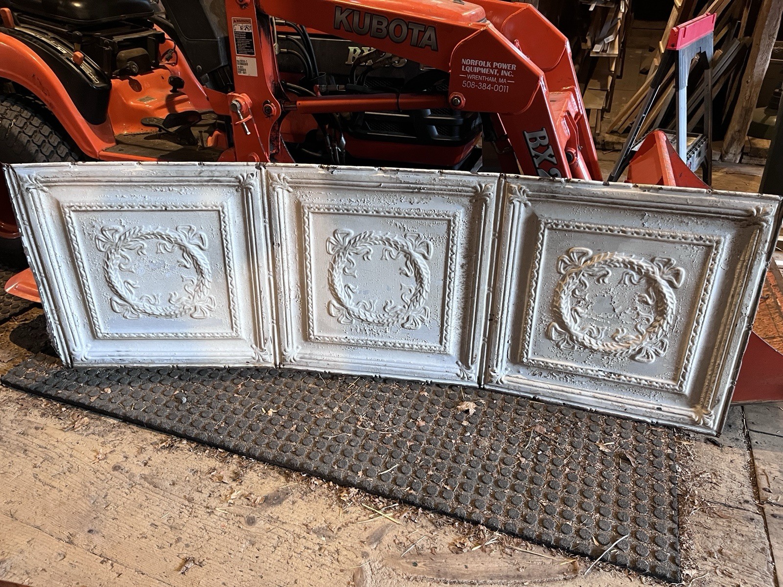 Antique Pressed Tin Ceiling Panel 6’ LONG, 1880’s Architectural Salvage White Antique Pressed Tin Ceiling Panel 6’ LONG, 1880’s Architectural Salvage White