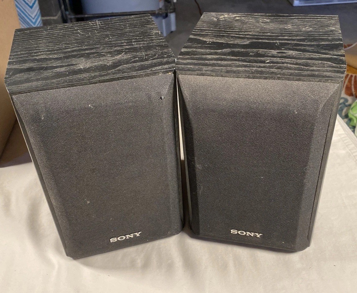 SONY SS-B1000 8 Ohms 120W Pair of Black Wood Bookshelf Speakers Sound System 