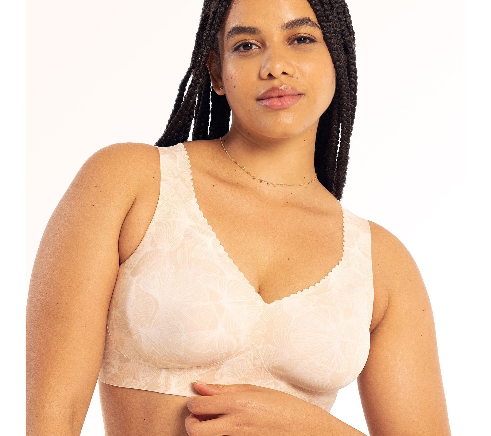 Evelyn & Bobbie Women\'s Bra Sz M Seamless Wirefree White A677303