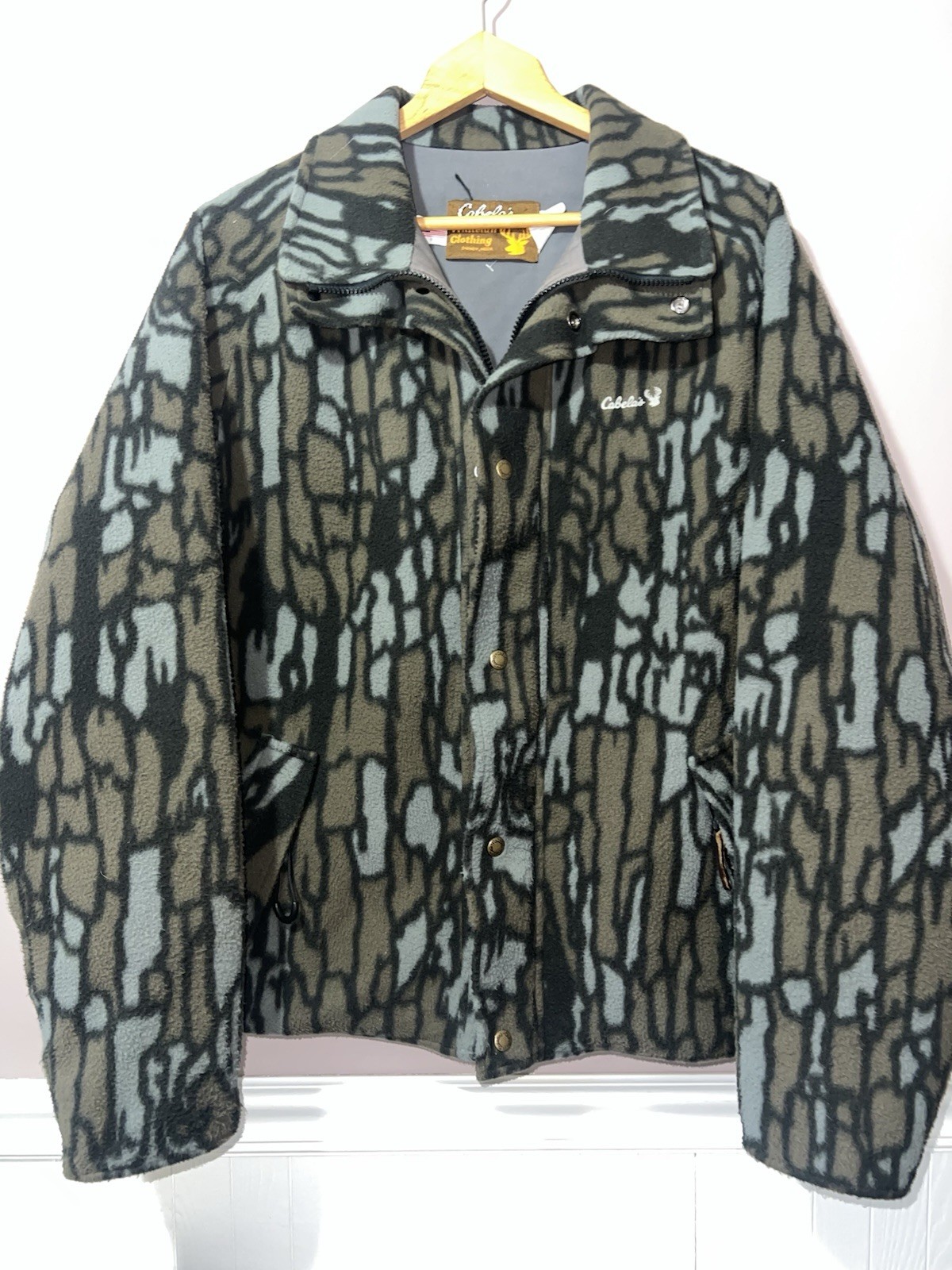 VINTAGE CABELAS WHITETAIL TREBARK FLEECE CAMO JACKET COAT made in USA HUNTING
