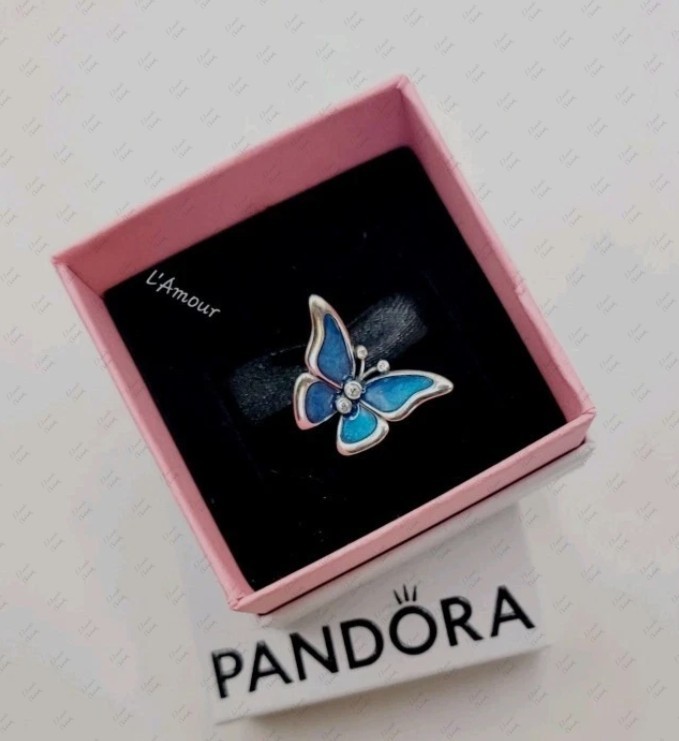 Authentic Pandora 925 Ale Blue Oversized Butterfly Charm 793747C01 w/ Box E41 