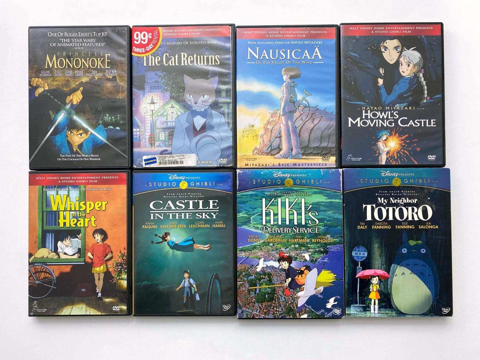 LOT OF 8 Studio Ghibli Films - Mononoke Howl Kiki Totoro Whisper (Disney DVD) LOT OF 8 Studio Ghibli Films - Mononoke Howl Kiki Totoro Whisper (Disney DVD)