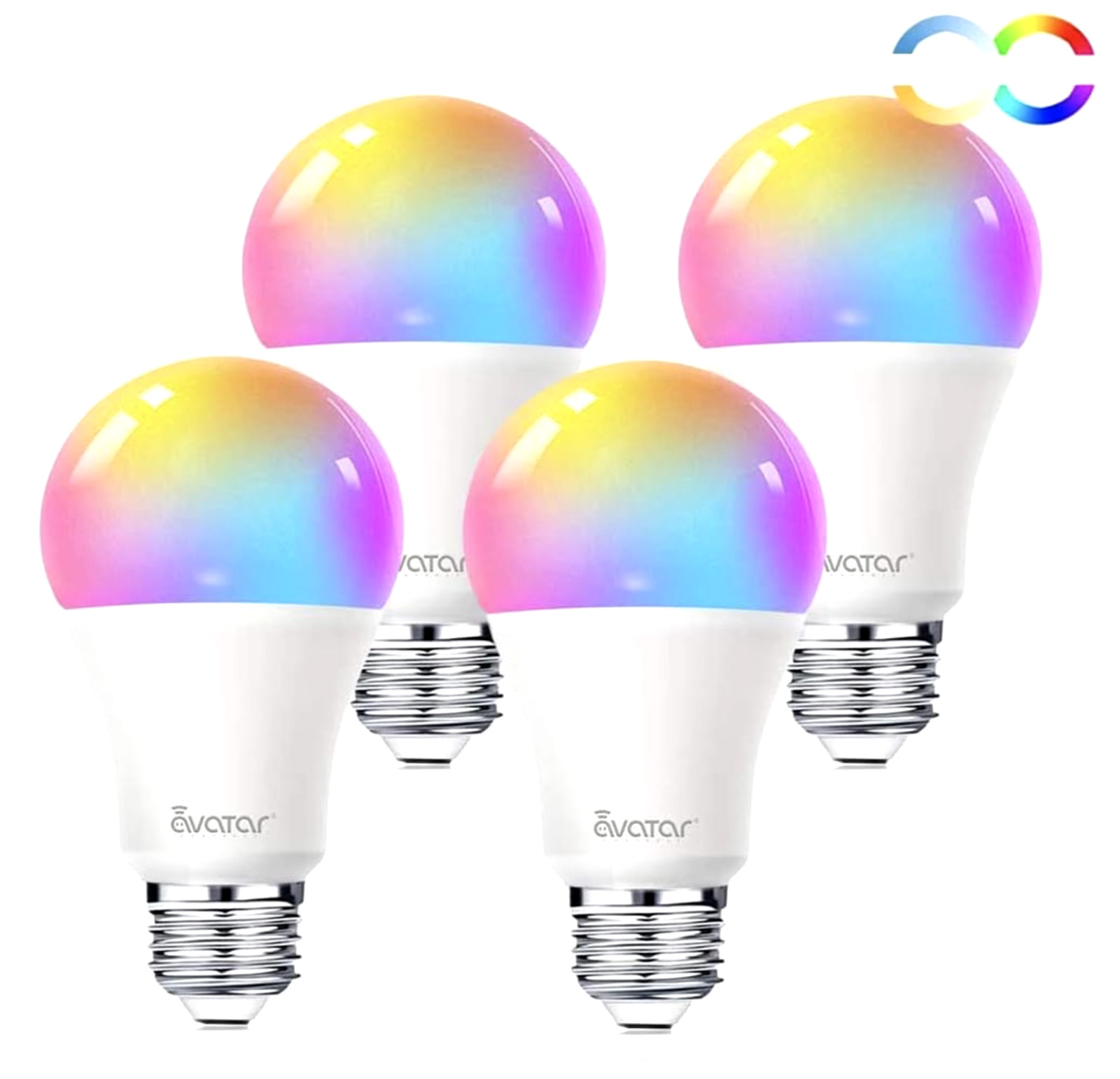 4Pack Smart Led Lights APP Bluetooth WiFi Work Alexa&Google Assistant 9W E26
