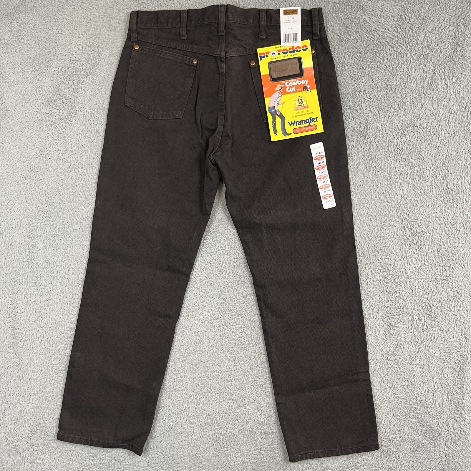 Wrangler ProRodeo Cowboy Cut Jeans Mens 34x30 Original Fit Chocolate Brown 13MWZ