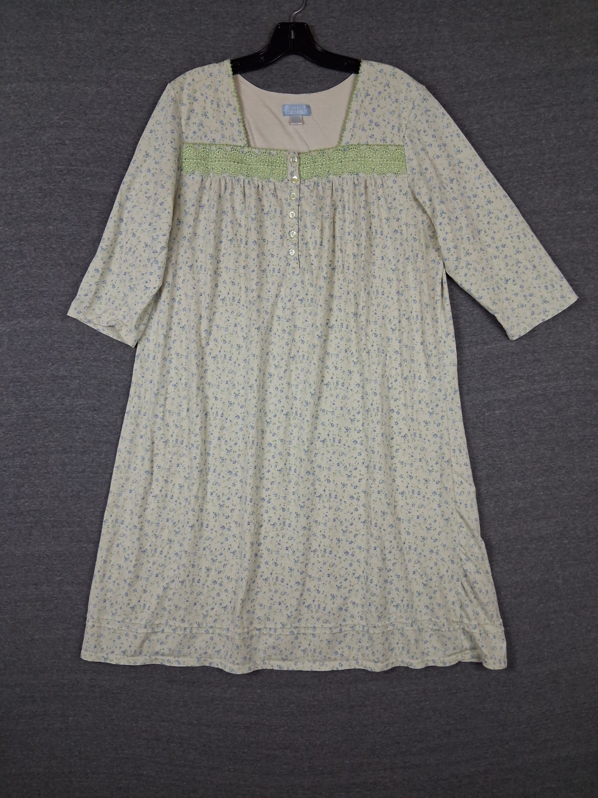 VTG Celestial Dreams Womens Nightgown XL Yellow Ditsy Floral Lace Trim Grannie VTG Celestial Dreams Womens Nightgown XL Yellow Ditsy Floral Lace Trim Grannie