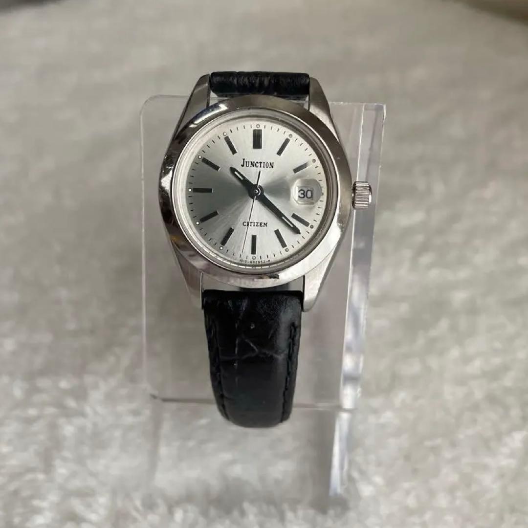 Citizen Junction Silver Dial Date Watch Black Embossed Strap 14-18cm Running Citizen Junction Silver Dial Date Watch Black Embossed Strap 14-18cm Running