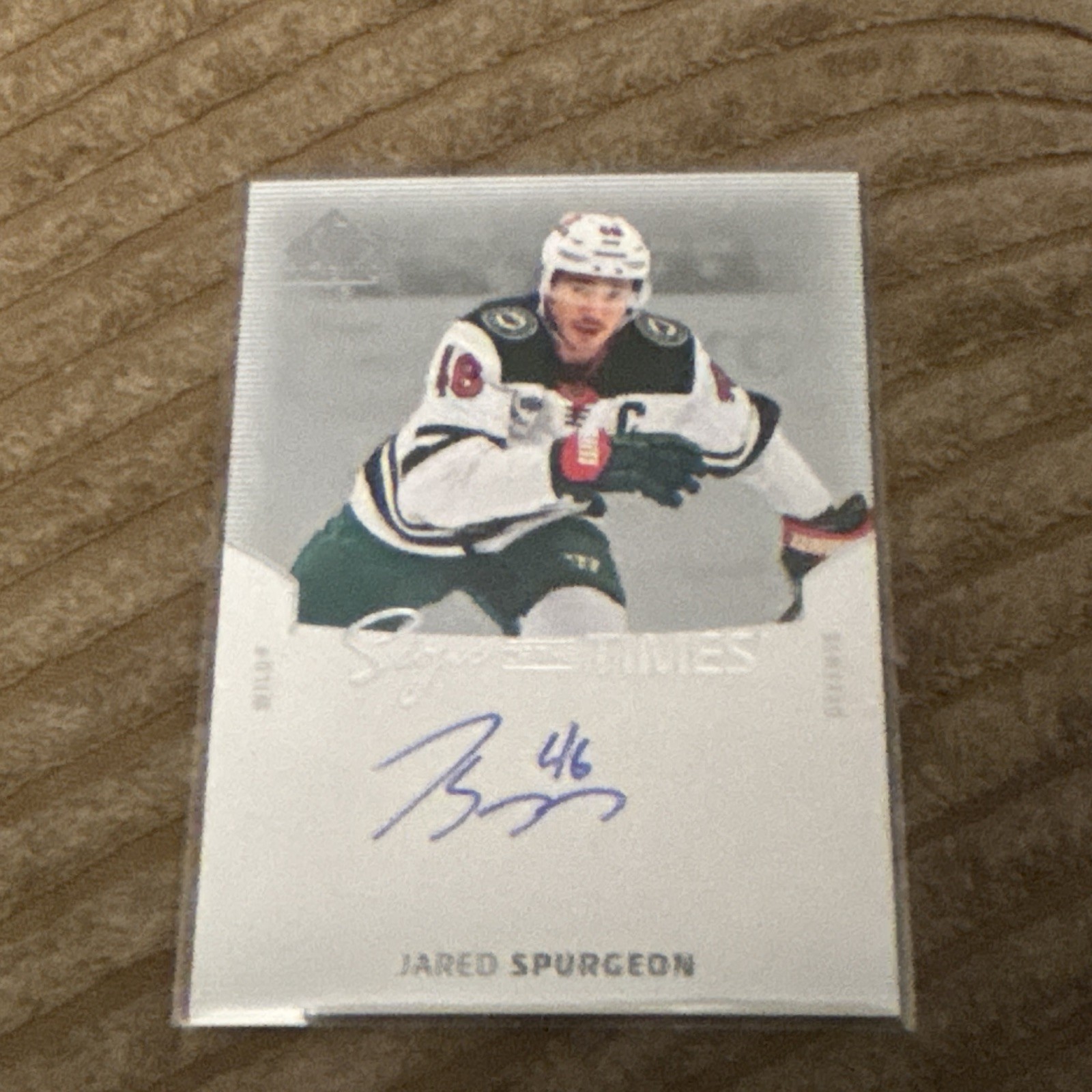 Upper Deck 2025-26 SP Authentic Sign of the Times Jared Spurgeon Auto #SOTT-JR Upper Deck 2025-26 SP Authentic Sign of the Times Jared Spurgeon Auto #SOTT-JR