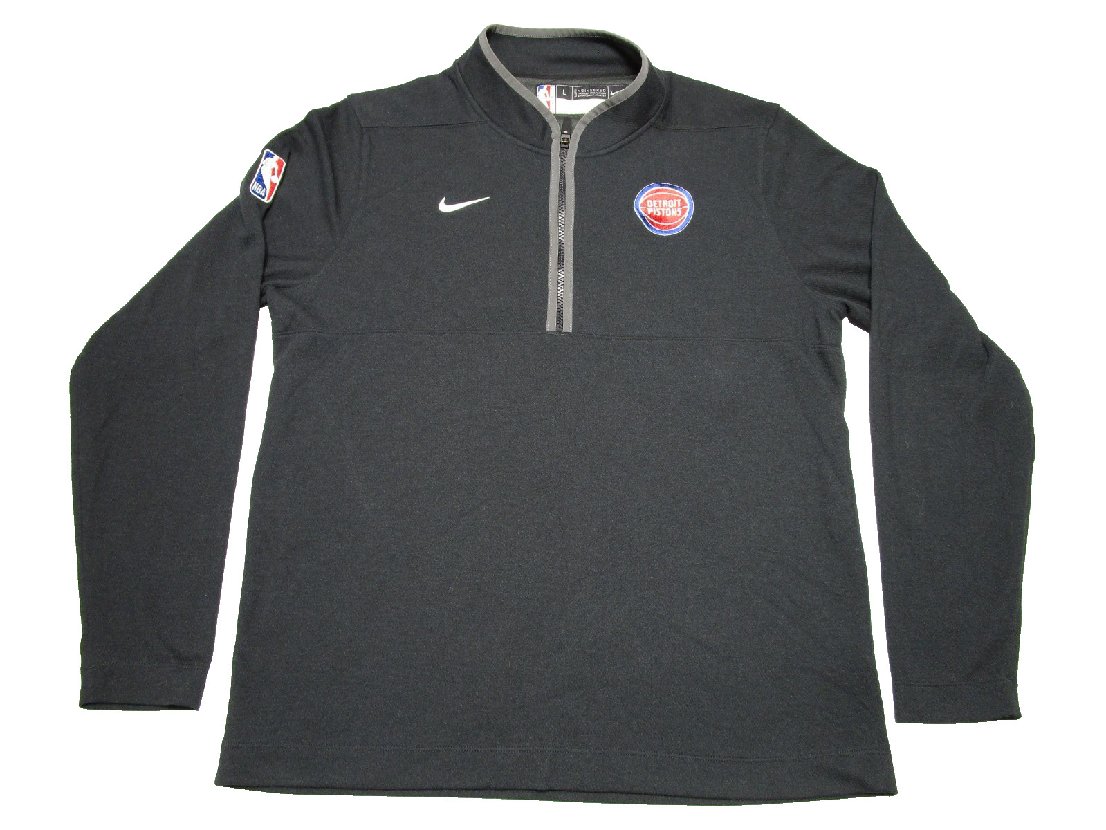 NBA Authentics Detroit Pistons Nike Dri Fit 1/4 zip black pullover DN8040-010 NBA Authentics Detroit Pistons Nike Dri Fit 1/4 zip black pullover DN8040-010