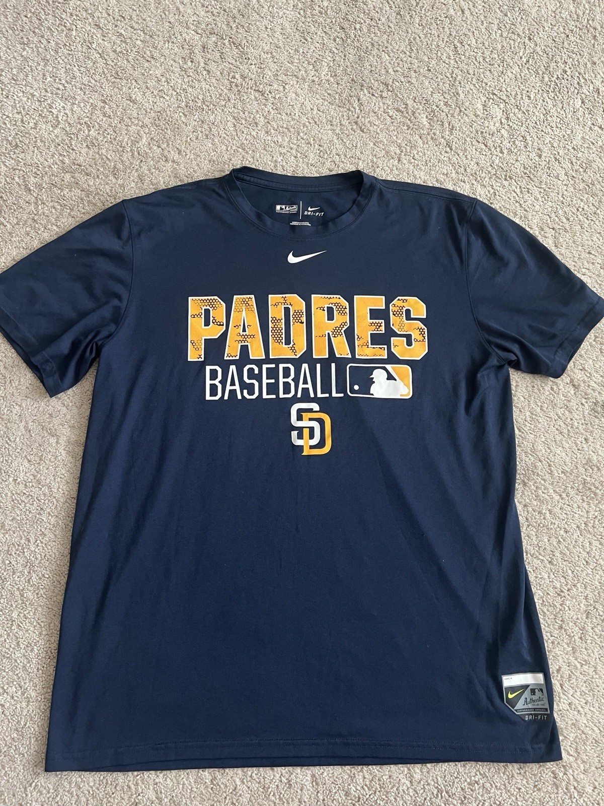 Nike MLB Mens San Diego Padres Baseball The Nike Tee Navy Shirt Large dri-Fit Nike MLB Mens San Diego Padres Baseball The Nike Tee Navy Shirt Large dri-Fit