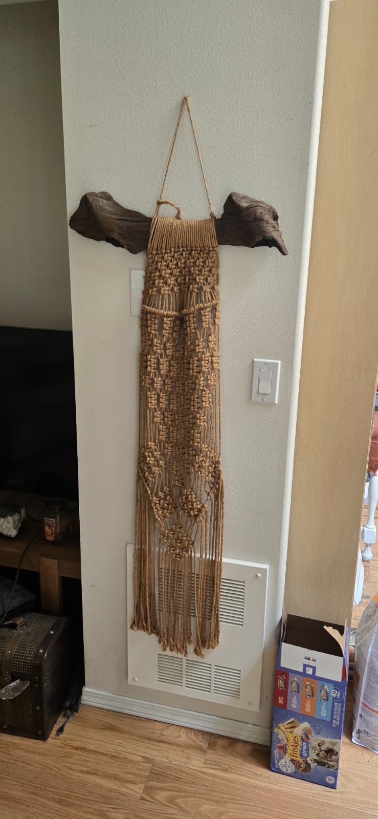 beautiful handmade Macrame Mustard color wall hanging Cotton Driftwood beautiful handmade Macrame Mustard color wall hanging Cotton Driftwood