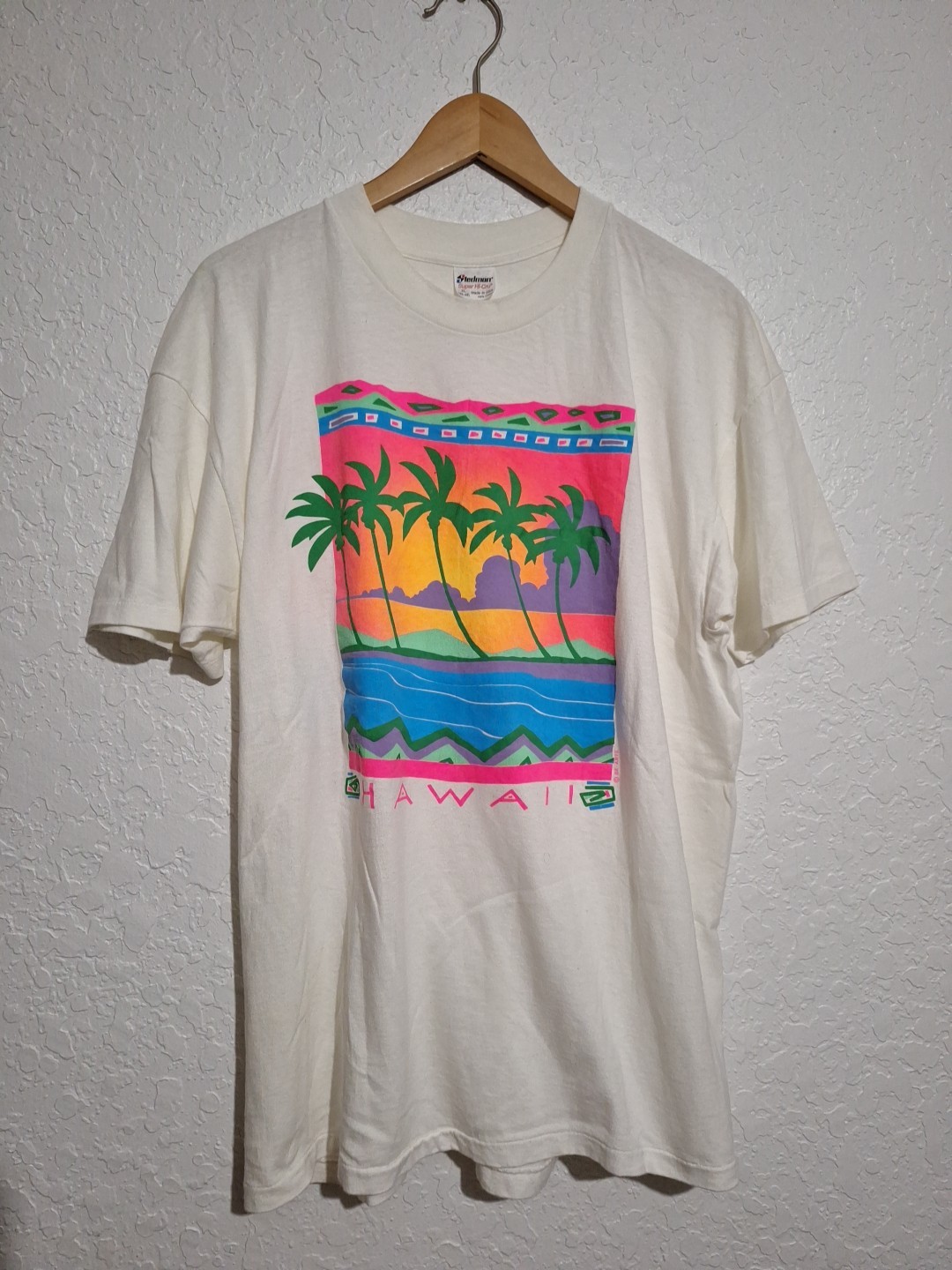 Vintage Stedman 90s Hawaii Windsurf Palm Trees Neon Graphic Surfer Shirt XL Usa Vintage Stedman 90s Hawaii Windsurf Palm Trees Neon Graphic Surfer Shirt XL Usa