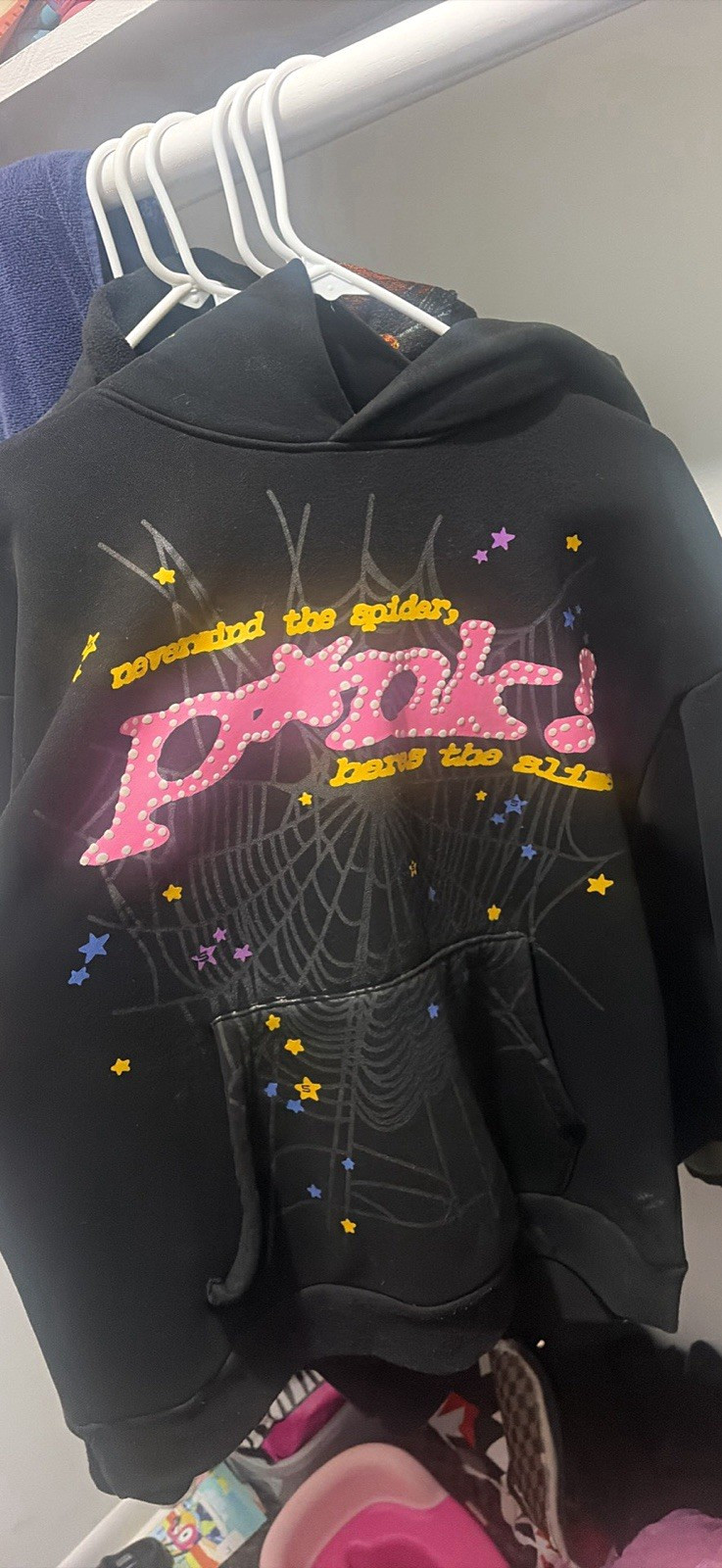 sp5der Black Graphic Print Pullover Hoodie Men’s Size M Long Sleeve Hooded sp5der Black Graphic Print Pullover Hoodie Men’s Size M Long Sleeve Hooded