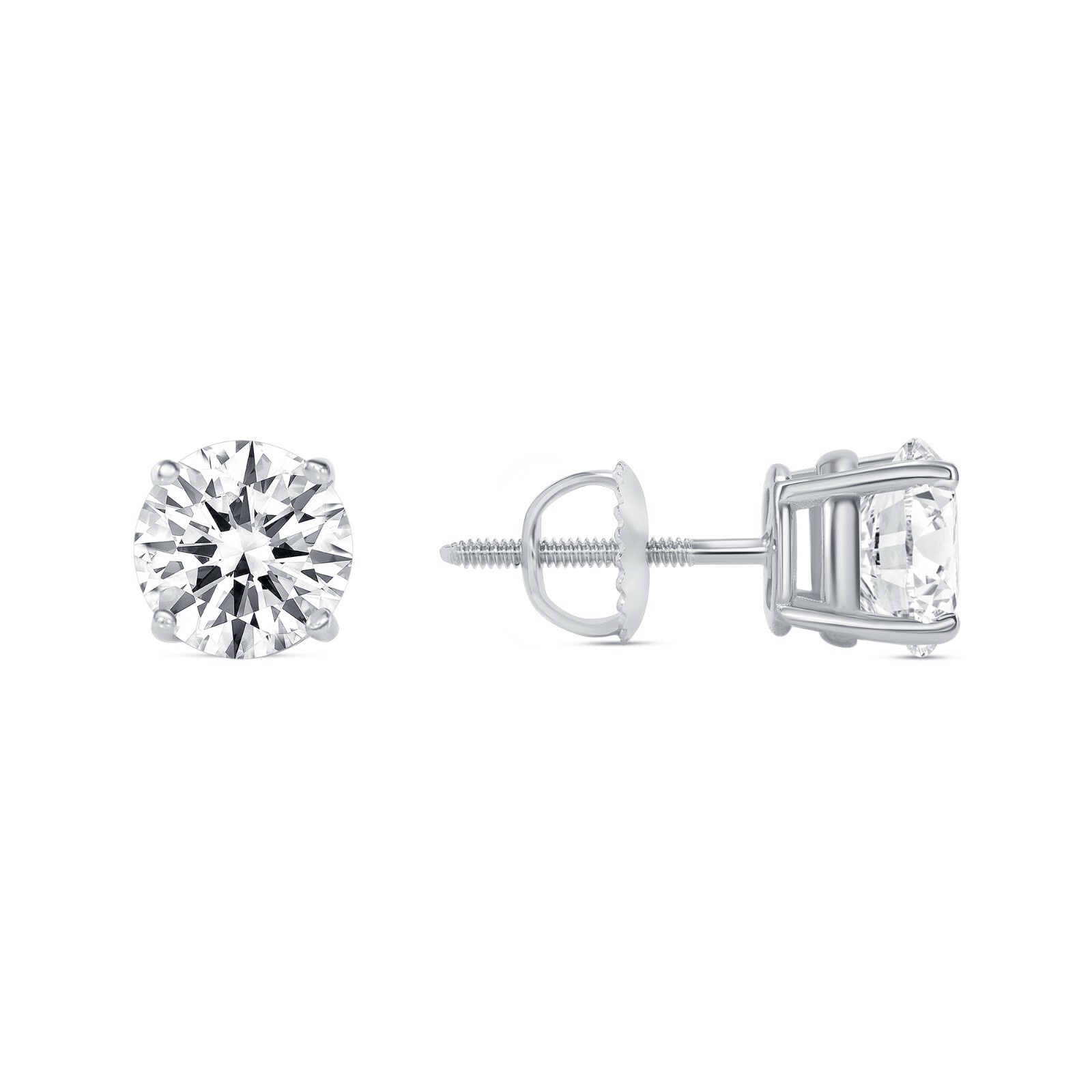 2.5 Ct Lab Created Grown Diamond E/VVS Round Solid 14K White Gold Earrings Studs