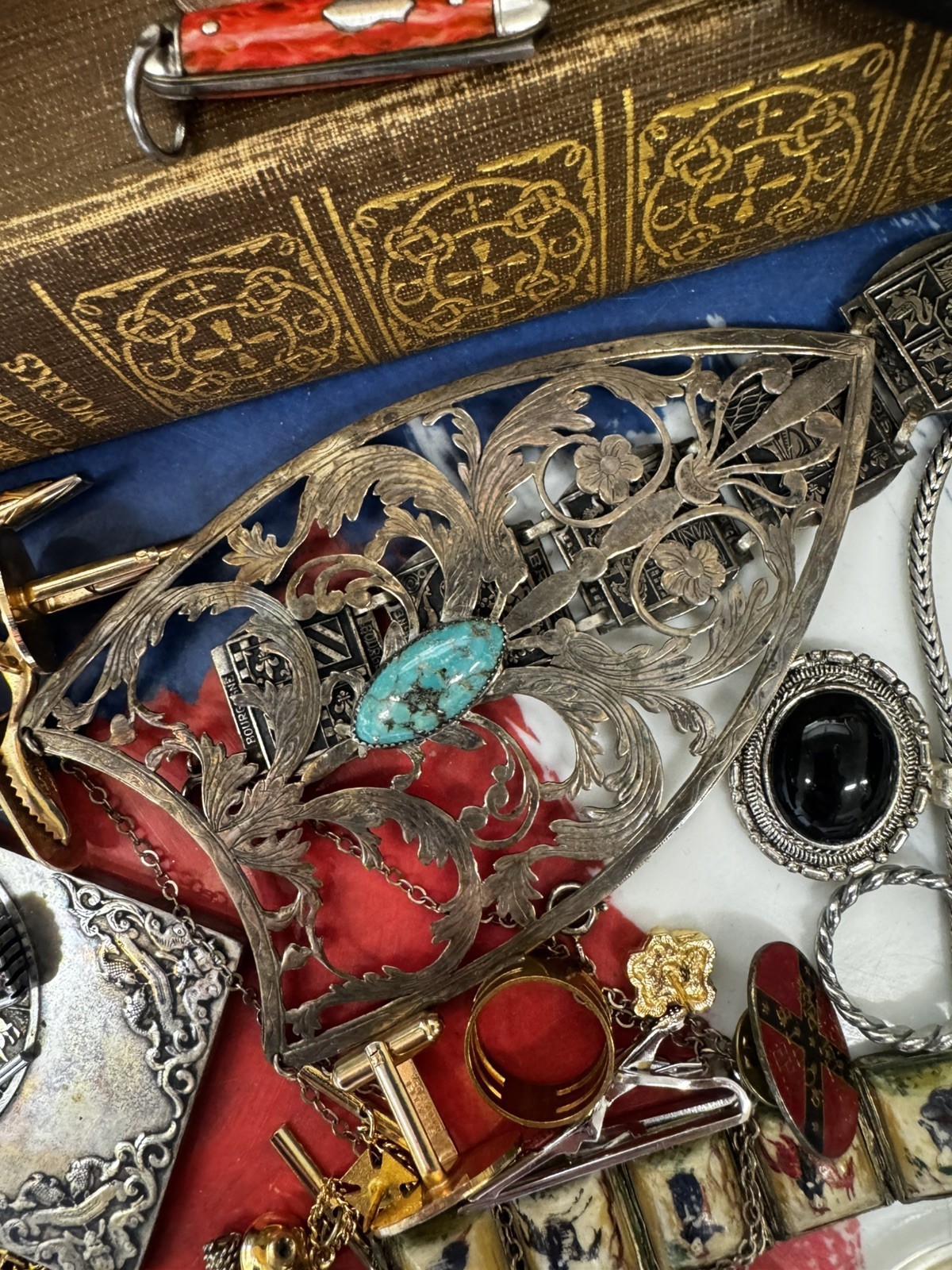 Vintage Treasure Junk Drawer Jewelry Lot Sterling magnifying glass buttons Vintage Treasure Junk Drawer Jewelry Lot Sterling magnifying glass buttons