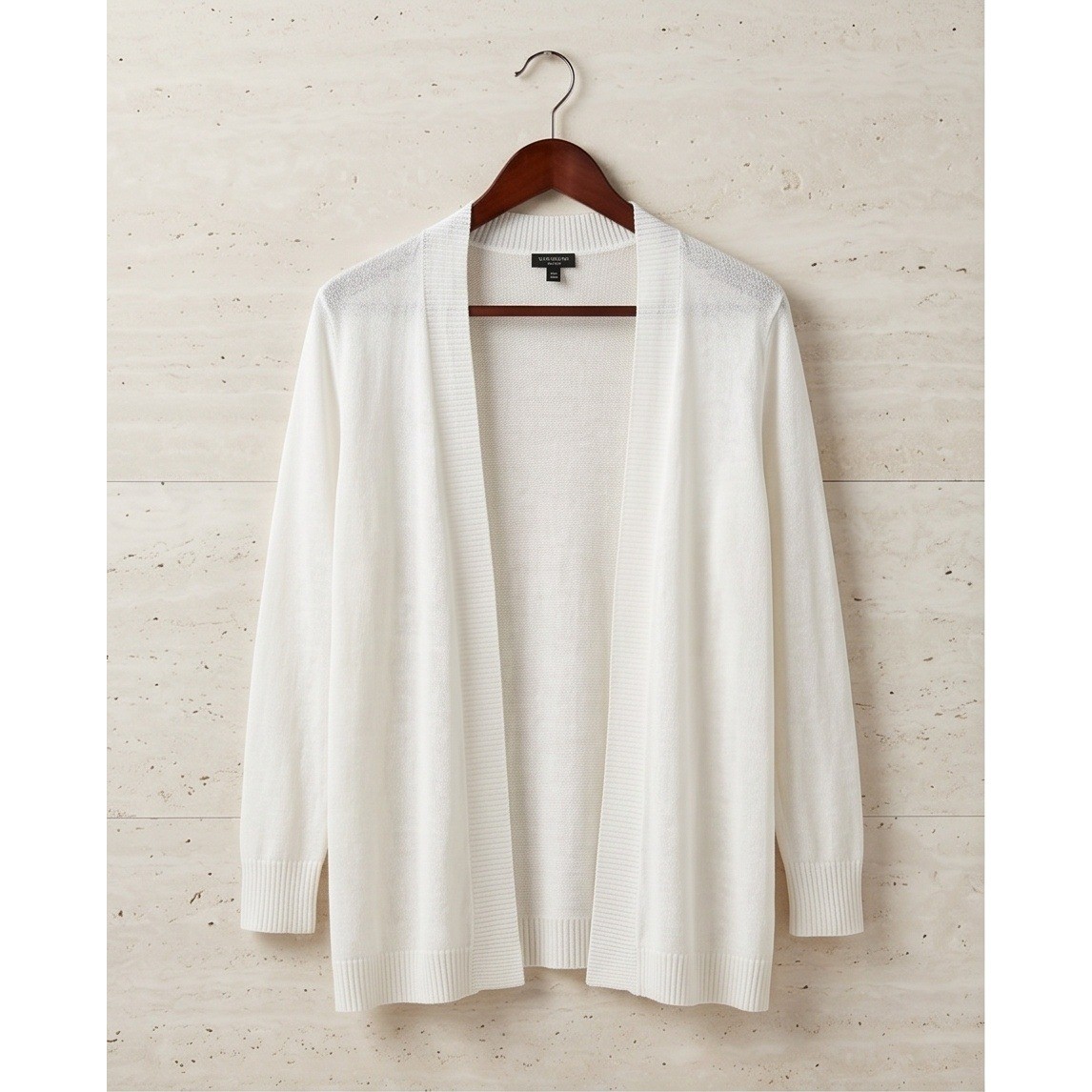 Talbots Womens 1XP Eggshell Off White 100% Linen Open Front Cardigan Sweater