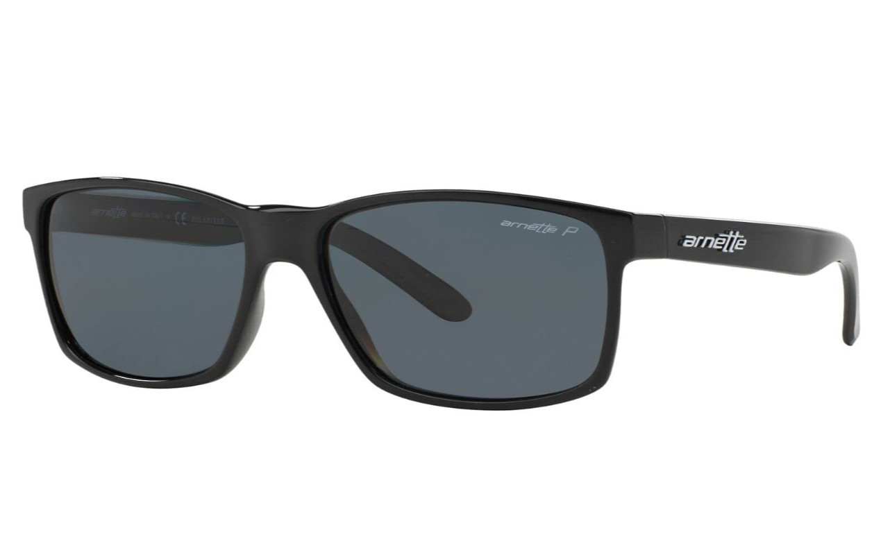 ARNETTE Slickster 0AN4185 Unisex Sunglasses Shiny Black Polarized Dark Grey NEW