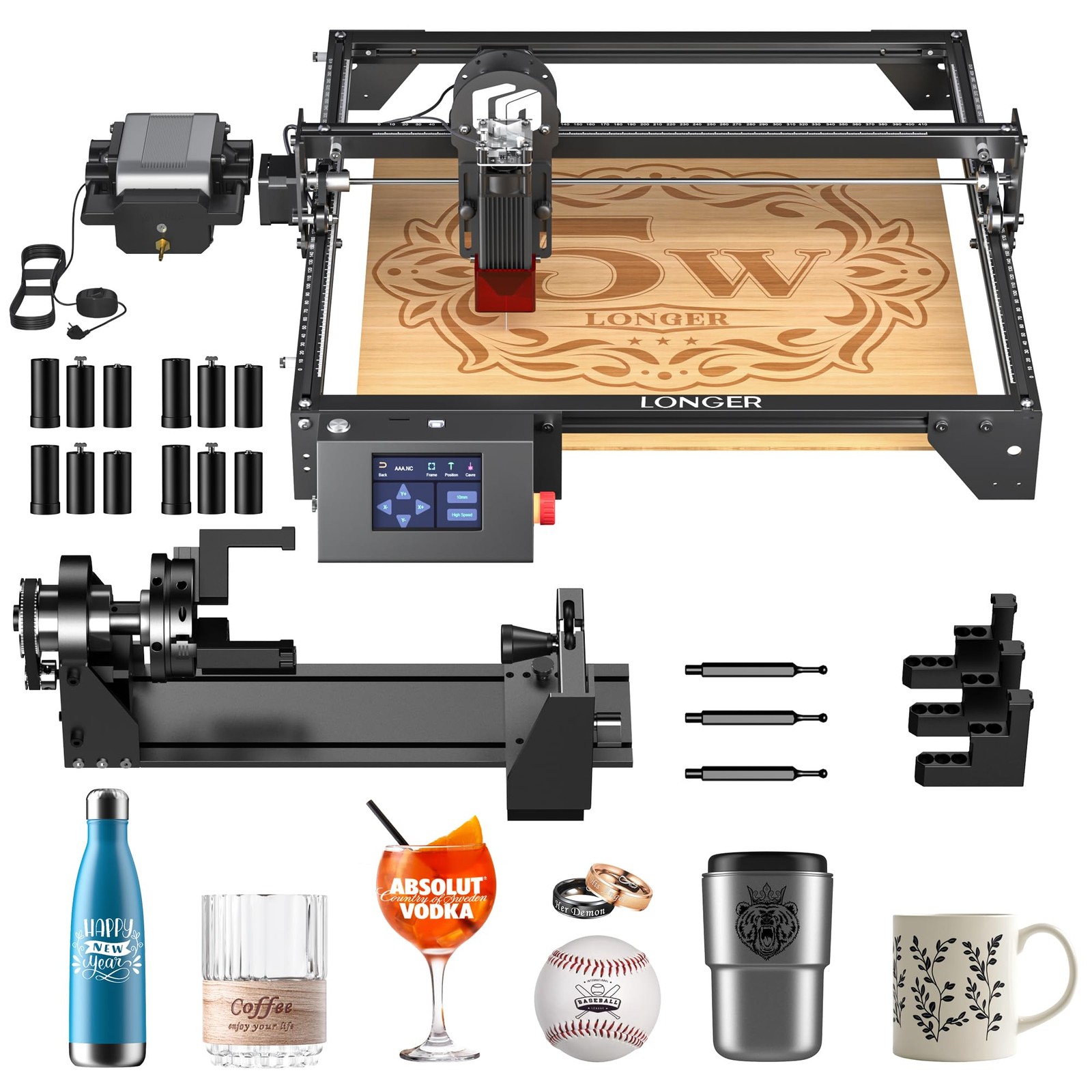 LONGER Laser Engraver Ray5 5000mW Engraver Machine 4-in-1 Rotary Roller Kit LONGER Laser Engraver Ray5 5000mW Engraver Machine 4-in-1 Rotary Roller Kit