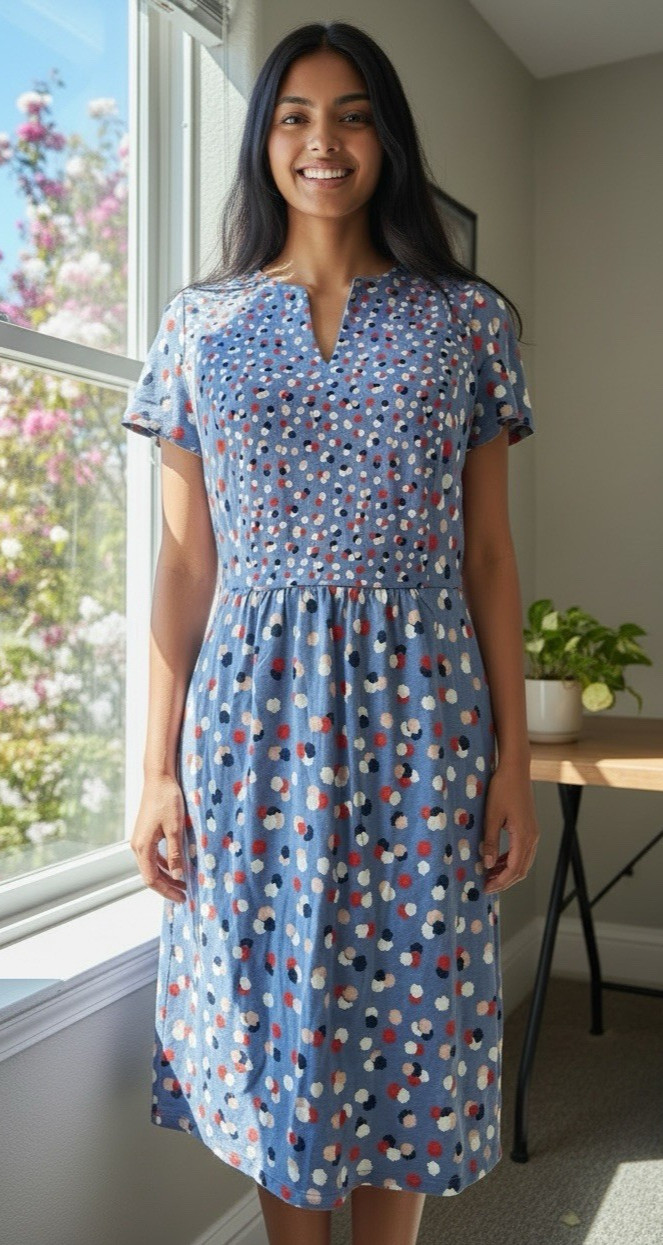 Boden NEW womens casual v-neck short sleeve confetti pattern knee dress size 8R Boden NEW womens casual v-neck short sleeve confetti pattern knee dress size 8R