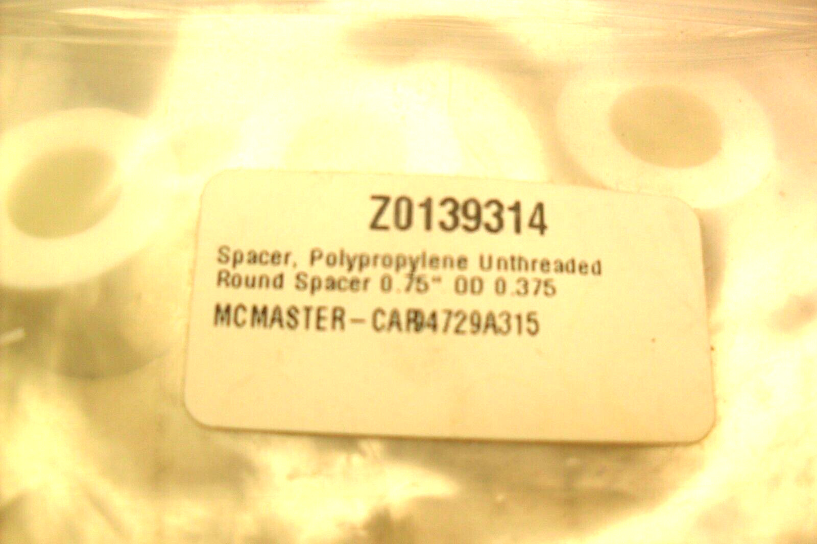 qty 6 - Spacers WHITE Polypropylene Unthreaded Round 0.75 od x 0.375 id  New