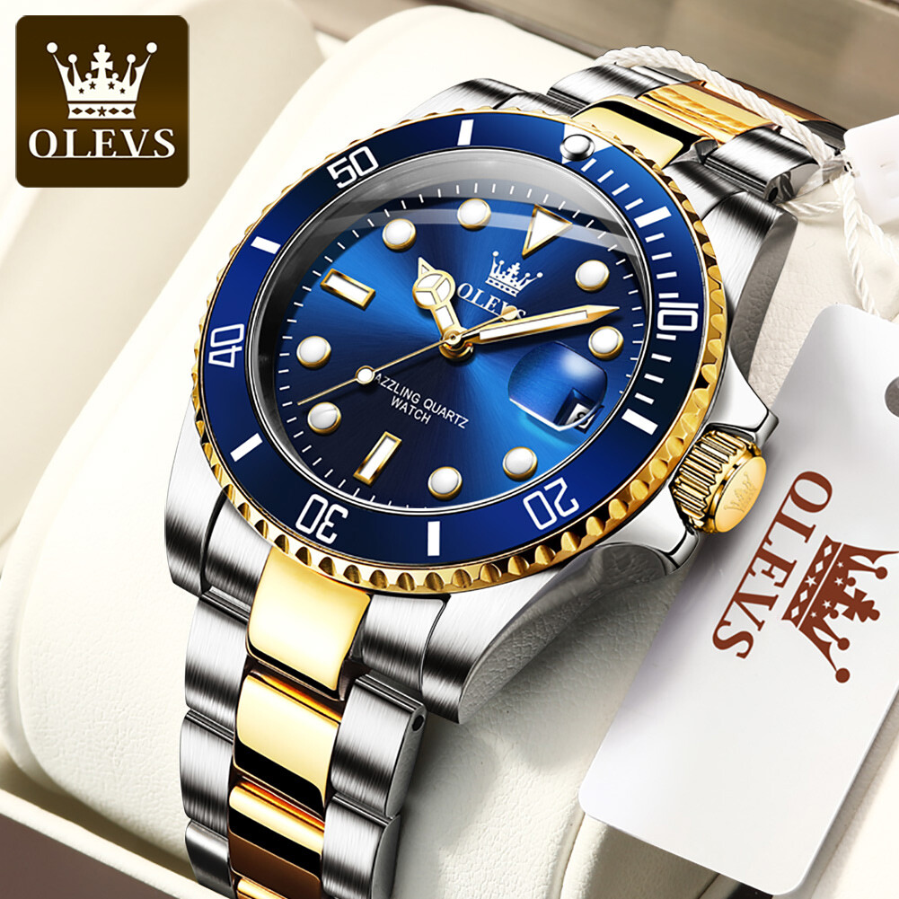 OLEVS Men\'s Quartz Watch Stainless Steel Band Waterproof Luminous Wristwatch OLEVS Men\'s Quartz Watch Stainless Steel Band Waterproof Luminous Wristwatch