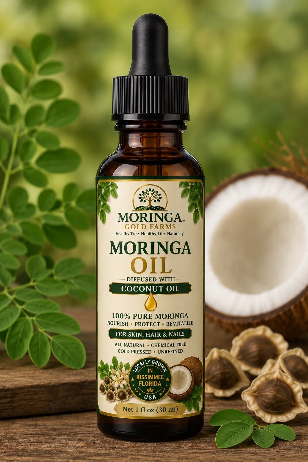 Organic Moring/Coconut Oil blend - 100% Pure, Cold Pressed 24oz