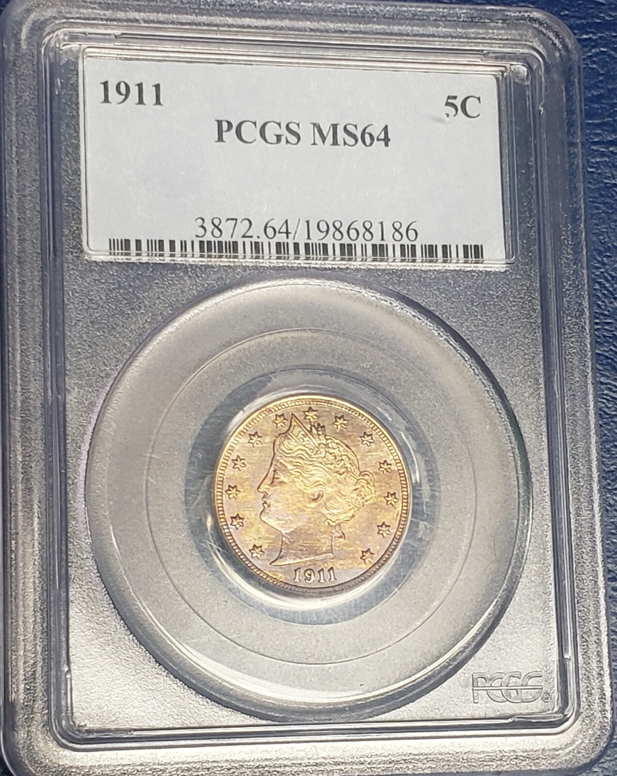 1911 Liberty V Nickel ~ PCGS MS64 ~ Truly Exceptional Multi-Color Stunner