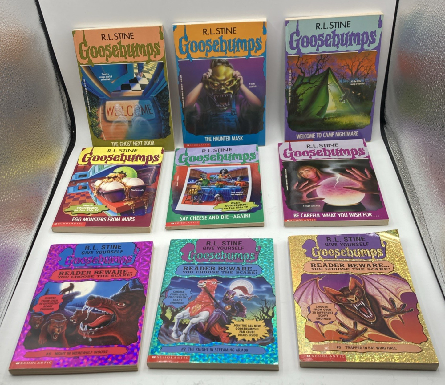 1990s Original Goosebumps Lot of 9 Paper Back Books R.L Stine 1990s Original Goosebumps Lot of 9 Paper Back Books R.L Stine