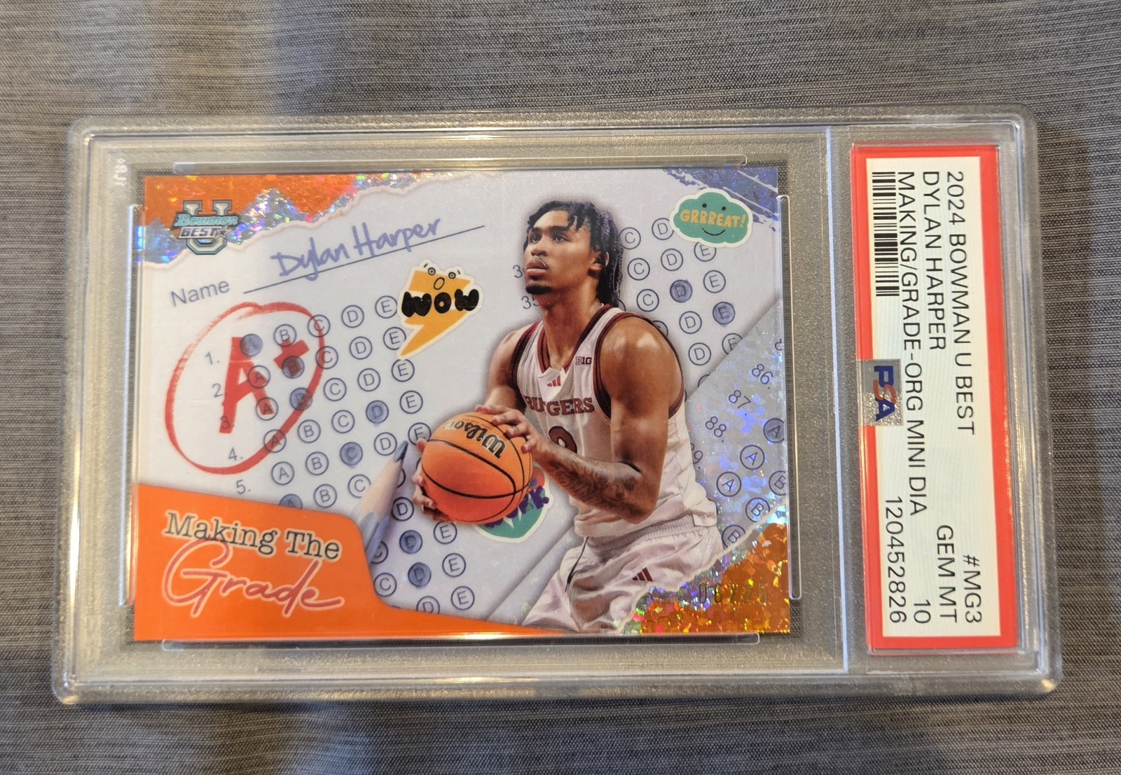 2024 BowmanU Dylan Harper Orange-Geo /25 Rookie RC PSA 10 Making The Grade Best 