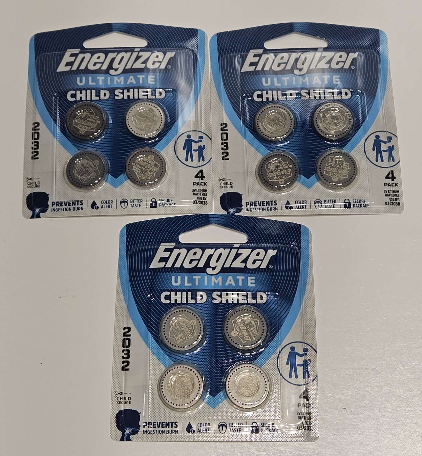 Energizer Ultimate Child Shield CR2032 Batteries (3 Packs Of 4), 3V Lithium Coin Energizer Ultimate Child Shield CR2032 Batteries (3 Packs Of 4), 3V Lithium Coin