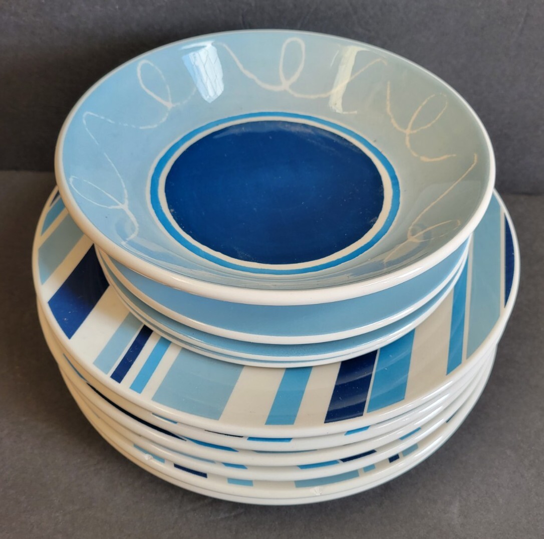 LOT OF 10 PC PIER 1 DINNER WARE \'\'MAREA\'\' DINNER, SALAD PLATES, BOWL 4PC UNUSED