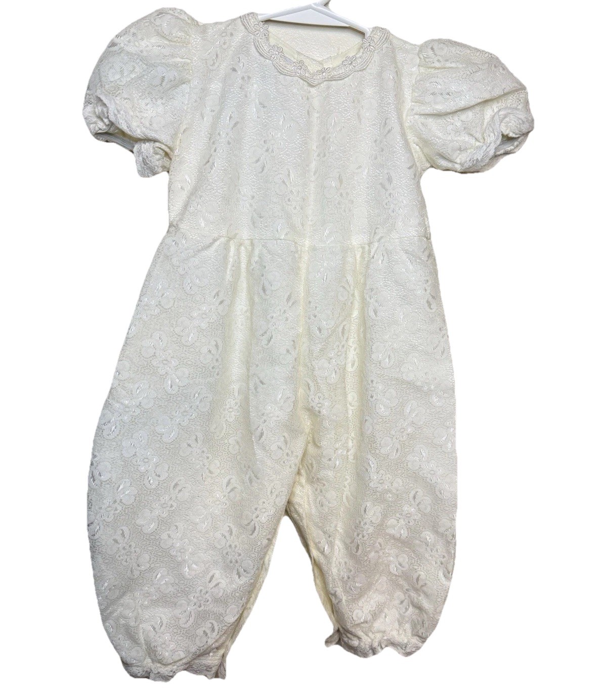 Vintage Heirloom Bubble Romper Floral Lace Outfit Ivory Girls size 24 Months Vintage Heirloom Bubble Romper Floral Lace Outfit Ivory Girls size 24 Months