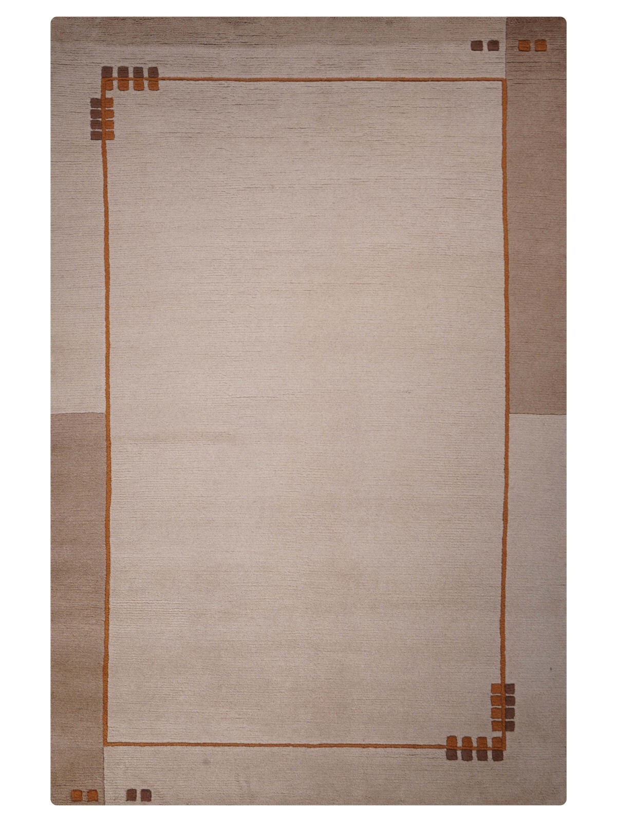 Eco-Friendly Hand Knotted Tibbati Wool Area Rug Contemporary Beige BBT00205