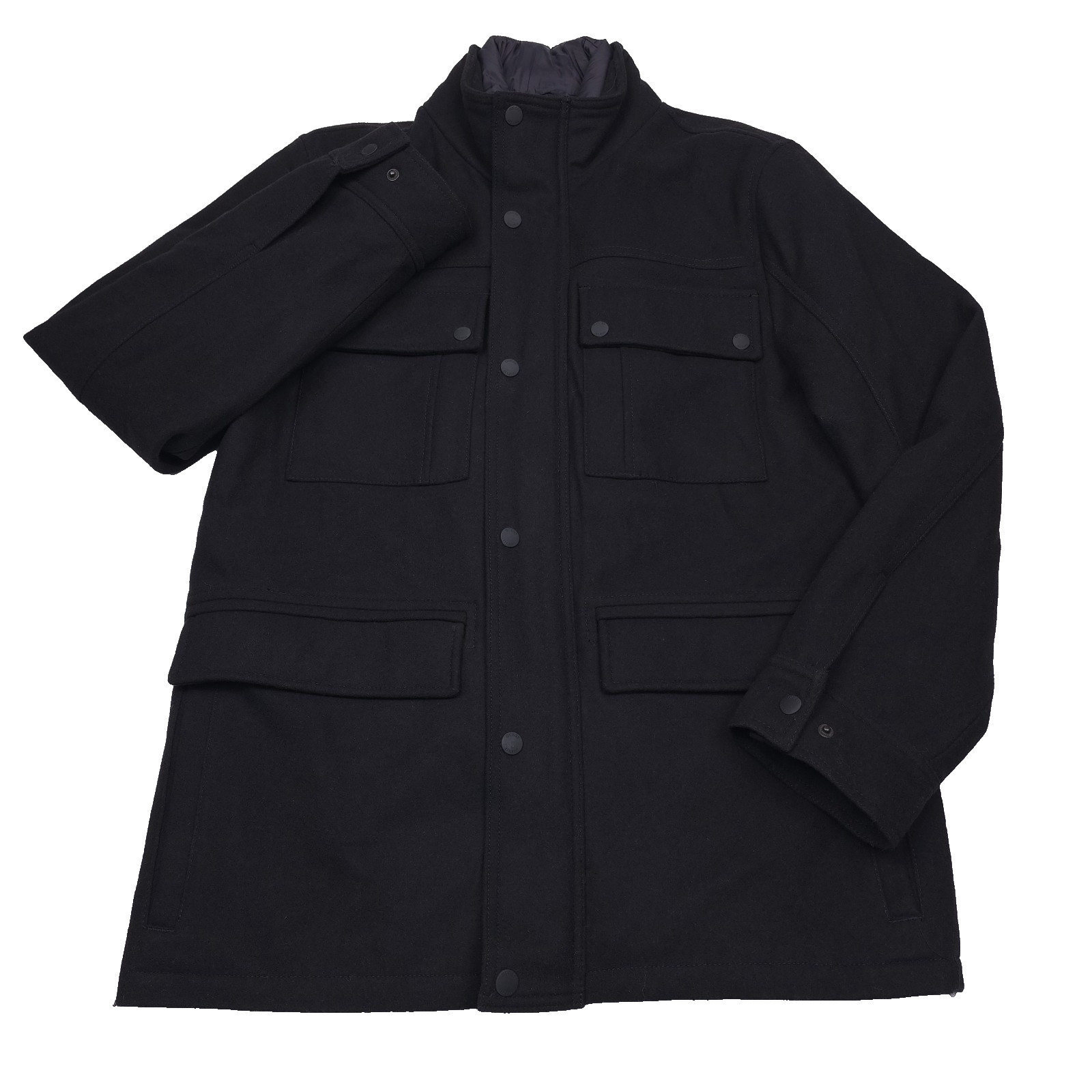 GUESS Black Wool Blend Jacket Coat w/ Removable Bib Mens Size Small GUESS Black Wool Blend Jacket Coat w/ Removable Bib Mens Size Small