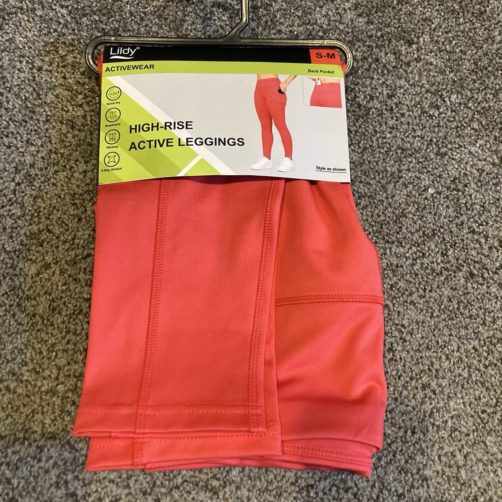Lildy High Rise Active Leggings S/M Red Stretch Workout Yoga NWT