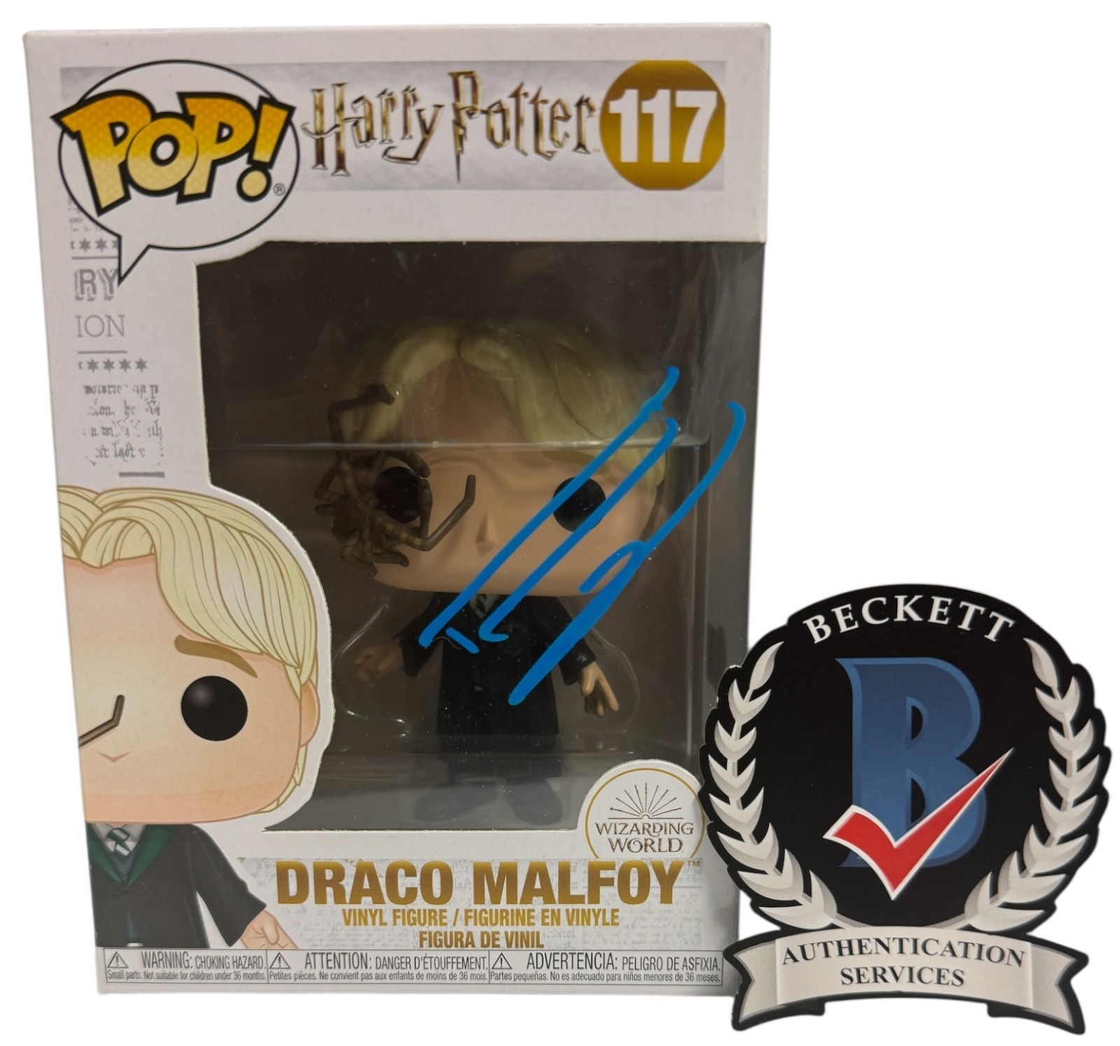 Tom Felton Signed Autograph Harry Potter Funko Pop 117 Beckett BAS Draco Malfoy