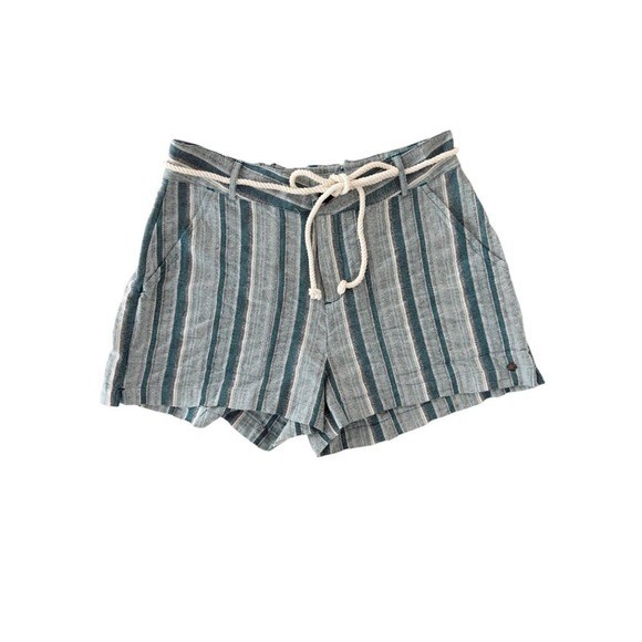 NWT Roxy Sailing Dream Stripe Drawstring Cotton Beach Coastal Shorts Nautical L