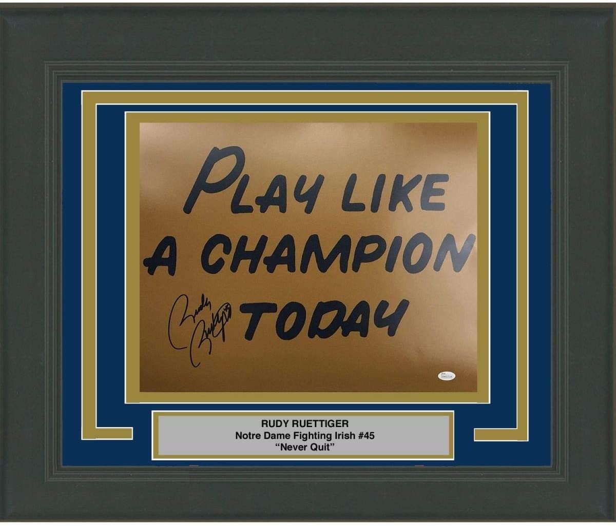 FRAMED Autographed RUDY RUETTIGER Play Like Champion 16x20 Photo JSA COA