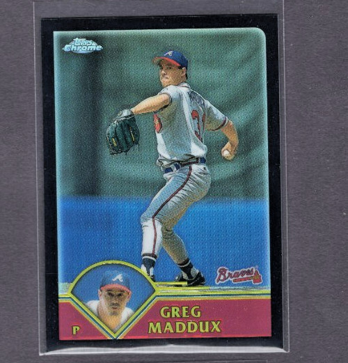 2003 TOPPS CHROME BLACK REFRACTOR PARALLEL #21 GREG MADDUX CENTERED CRISP #/199