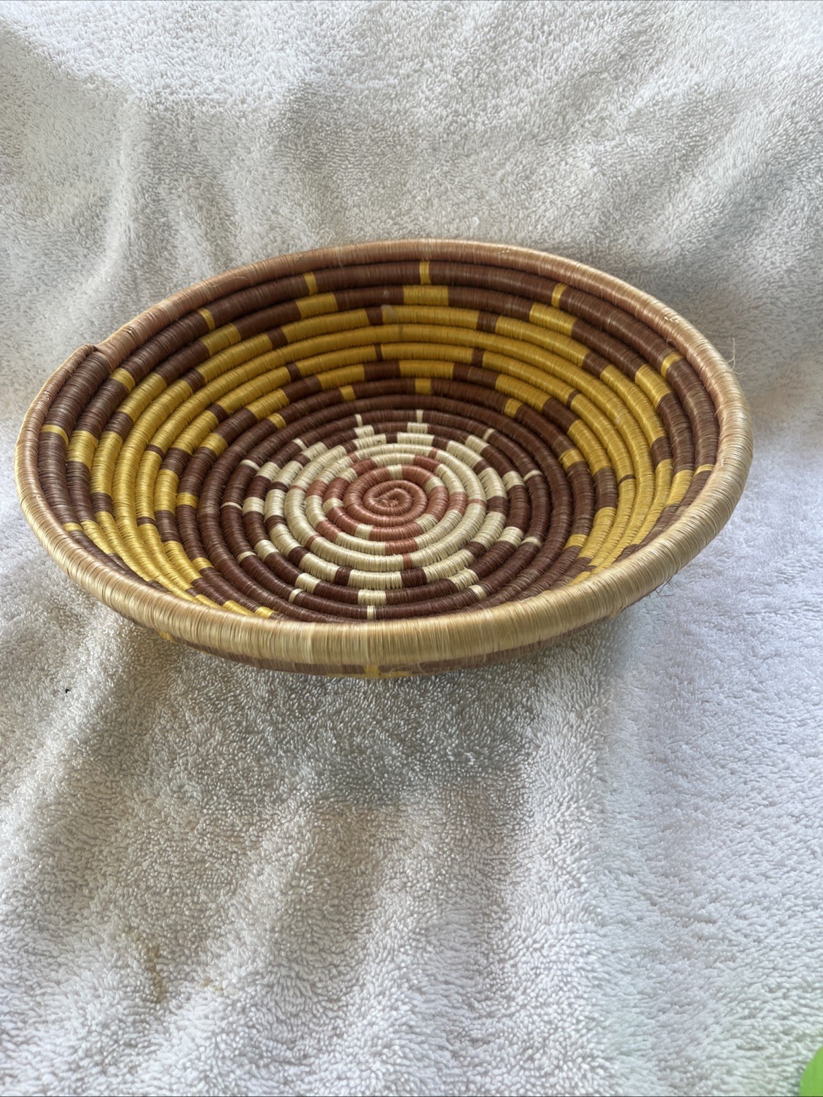 Vintage African Coiled Basket Bowl 12\