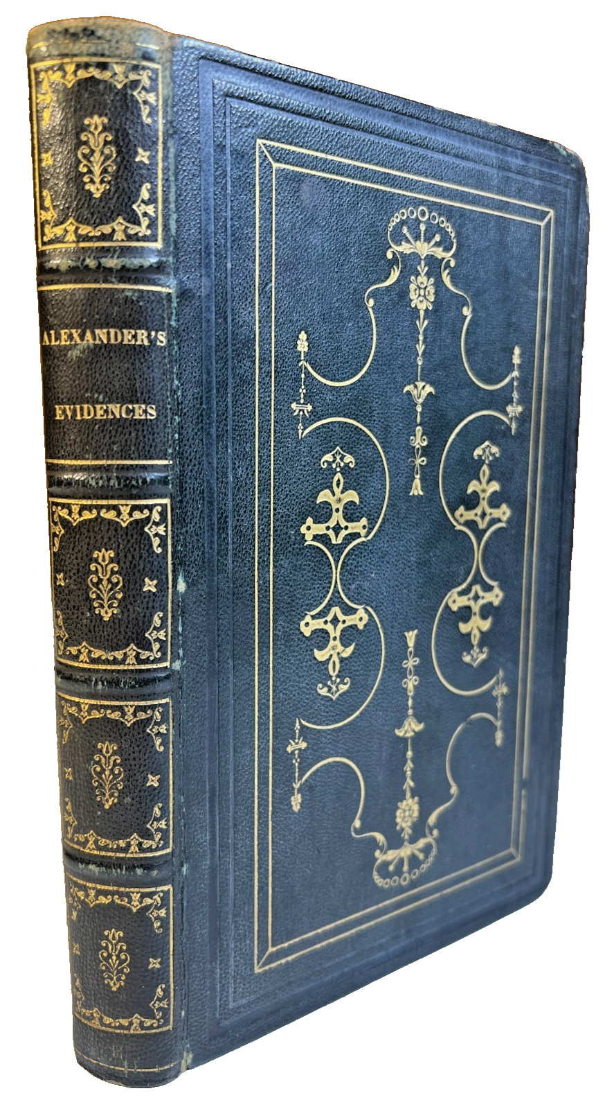 Antique Ornate Victorian Book 1840s EVIDENCES OF CHRISTIANITY Leather Gilt AEG