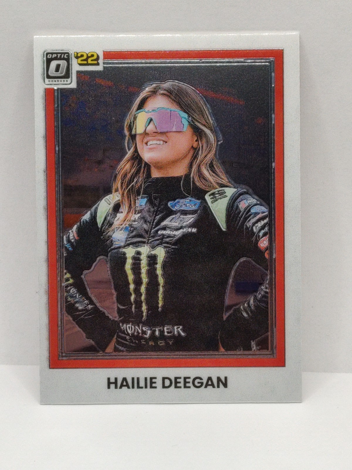 2022 Panini Donruss NASCAR Optic Retro 1981 Hailie Deegan #62 Holo Prizm Card 2022 Panini Donruss NASCAR Optic Retro 1981 Hailie Deegan #62 Holo Prizm Card