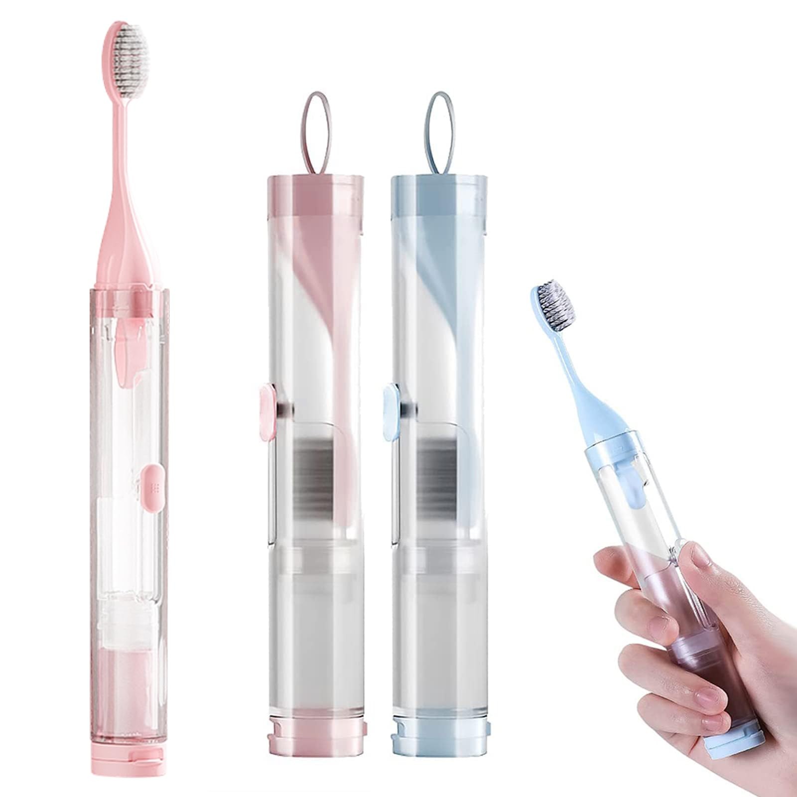 kulusion 2Pcs Travel Toothbrushes Kit Fold Travel Size Toothbrushes Built-in ...